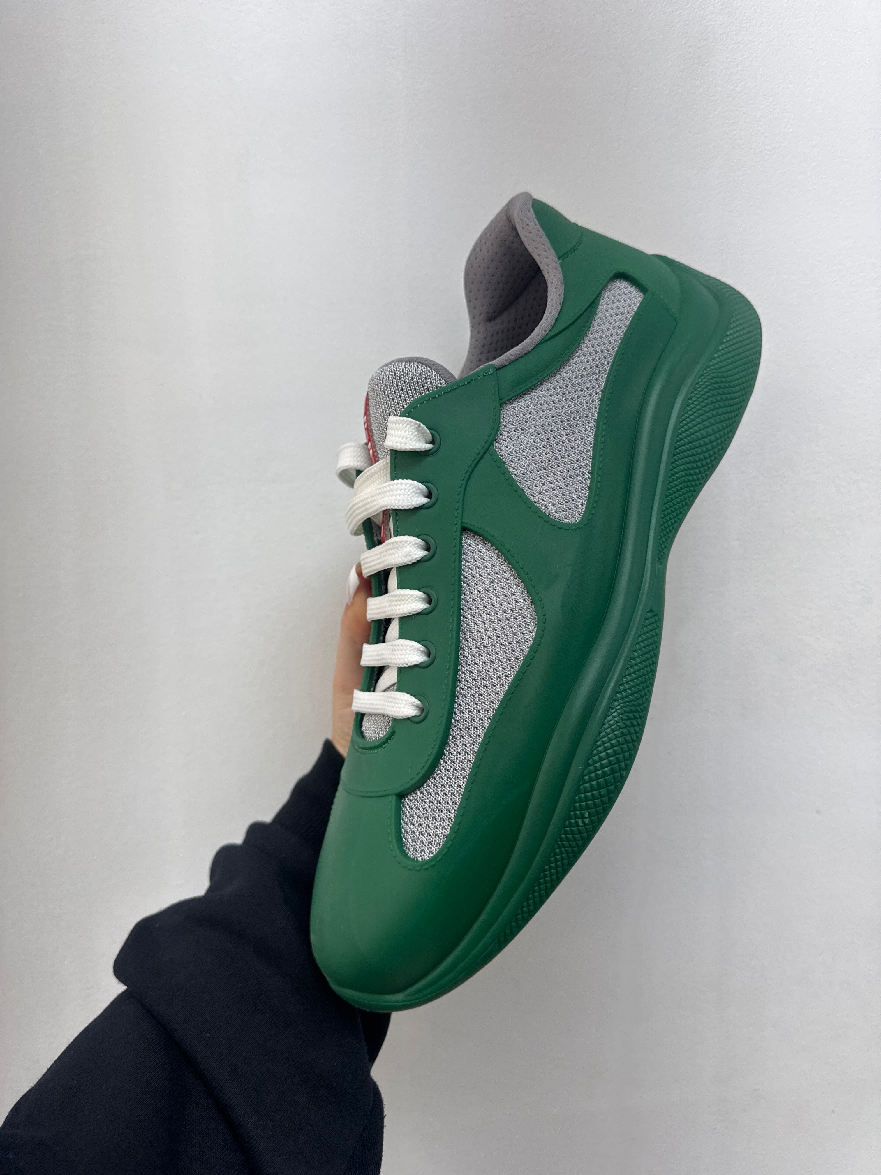 Prada Green Grey Rubber Cup Sneakers