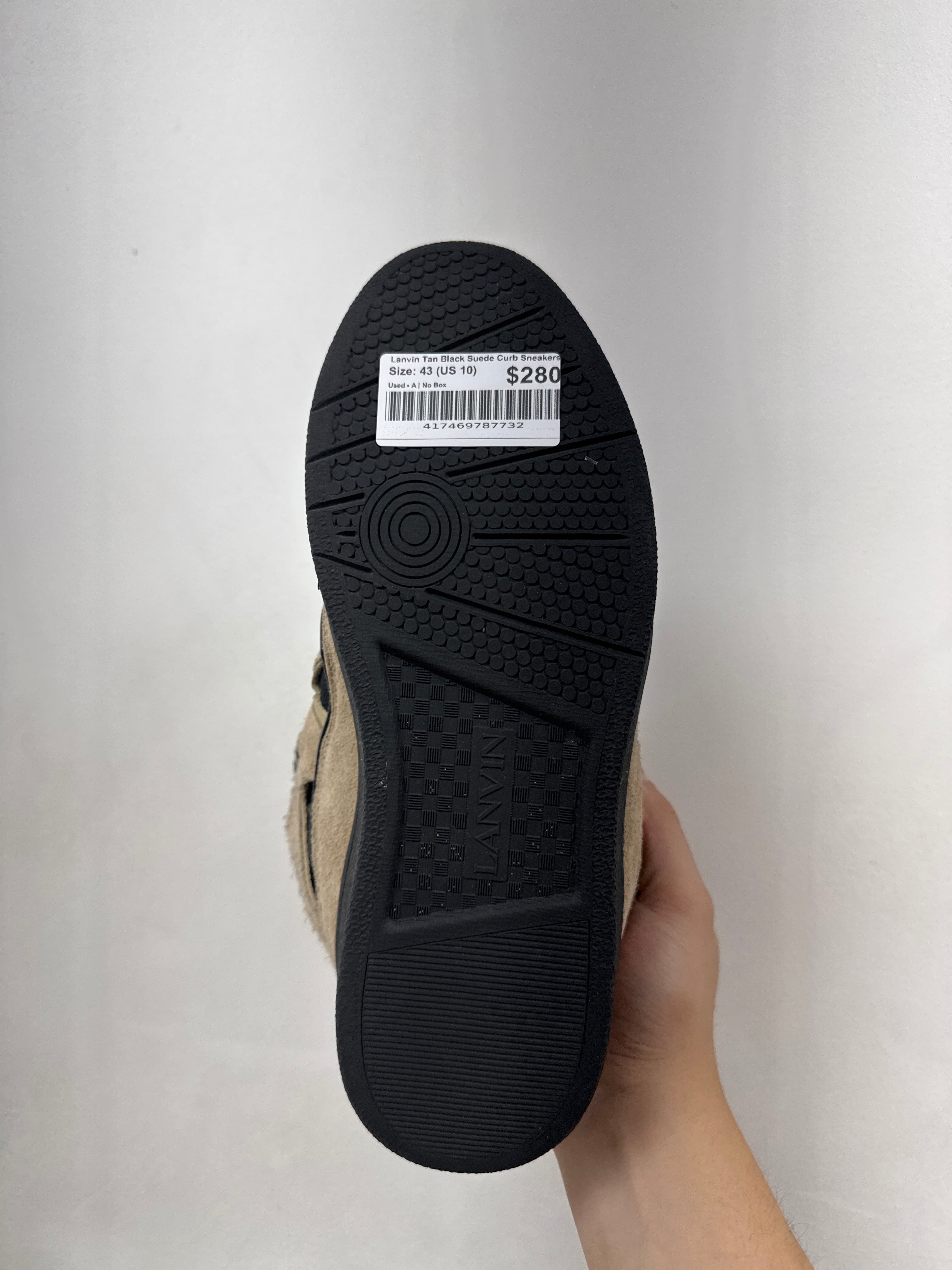 Lanvin Tan Black Suede Curb Sneakers