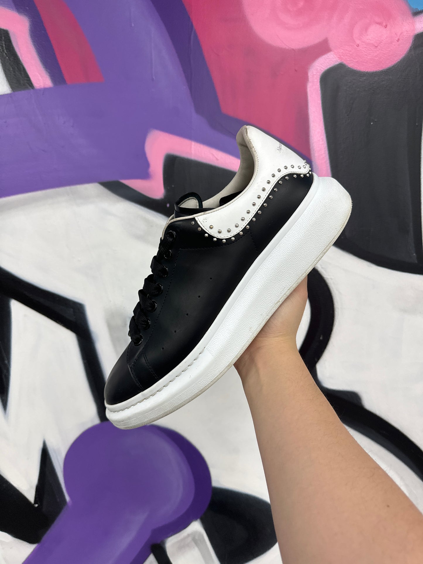 Alexander Mcqueen Black White Rhinestone Sneakers Used 13.5 No Box
