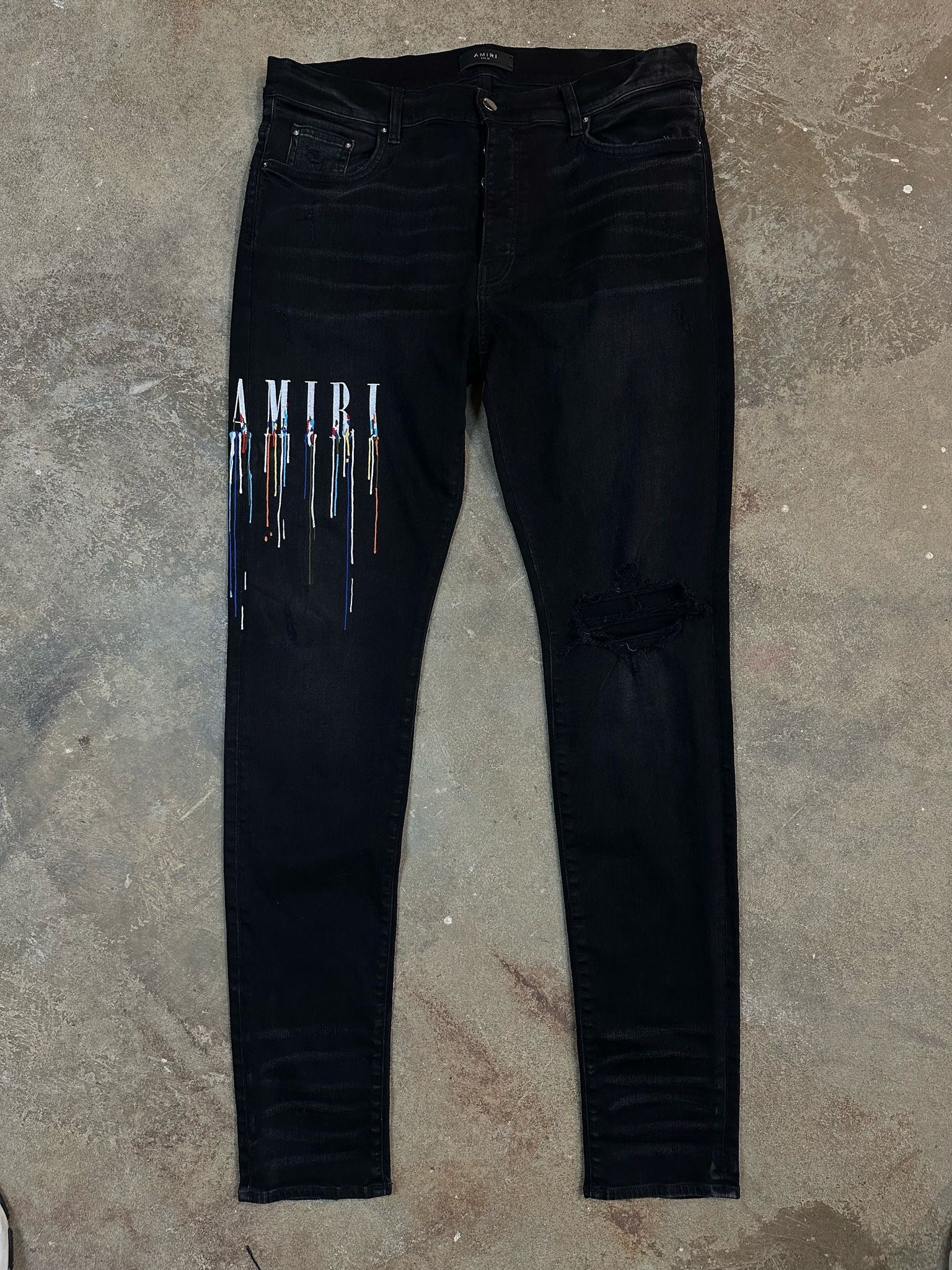 Amiri Jeans Black Paint Drip 38 Used