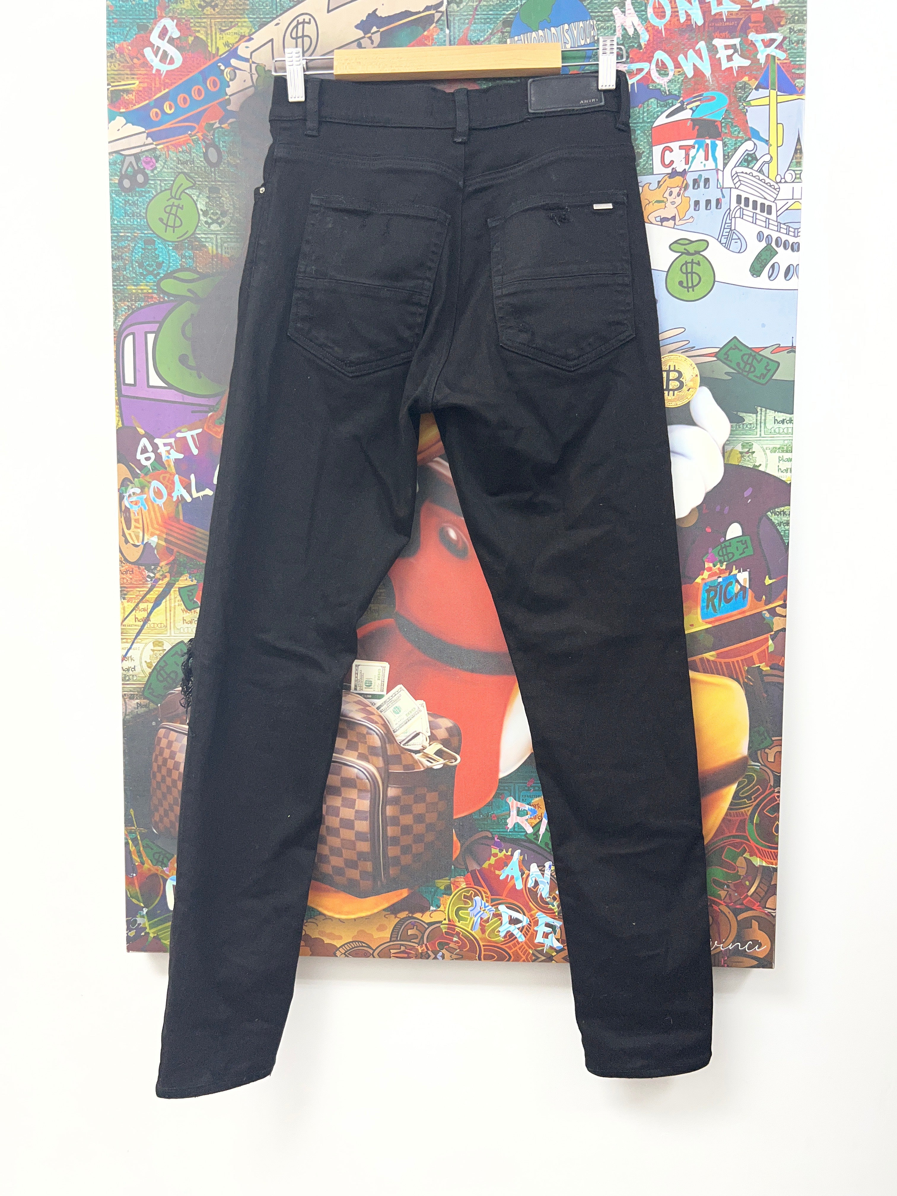 Amiri Black Knee Ripped Jeans