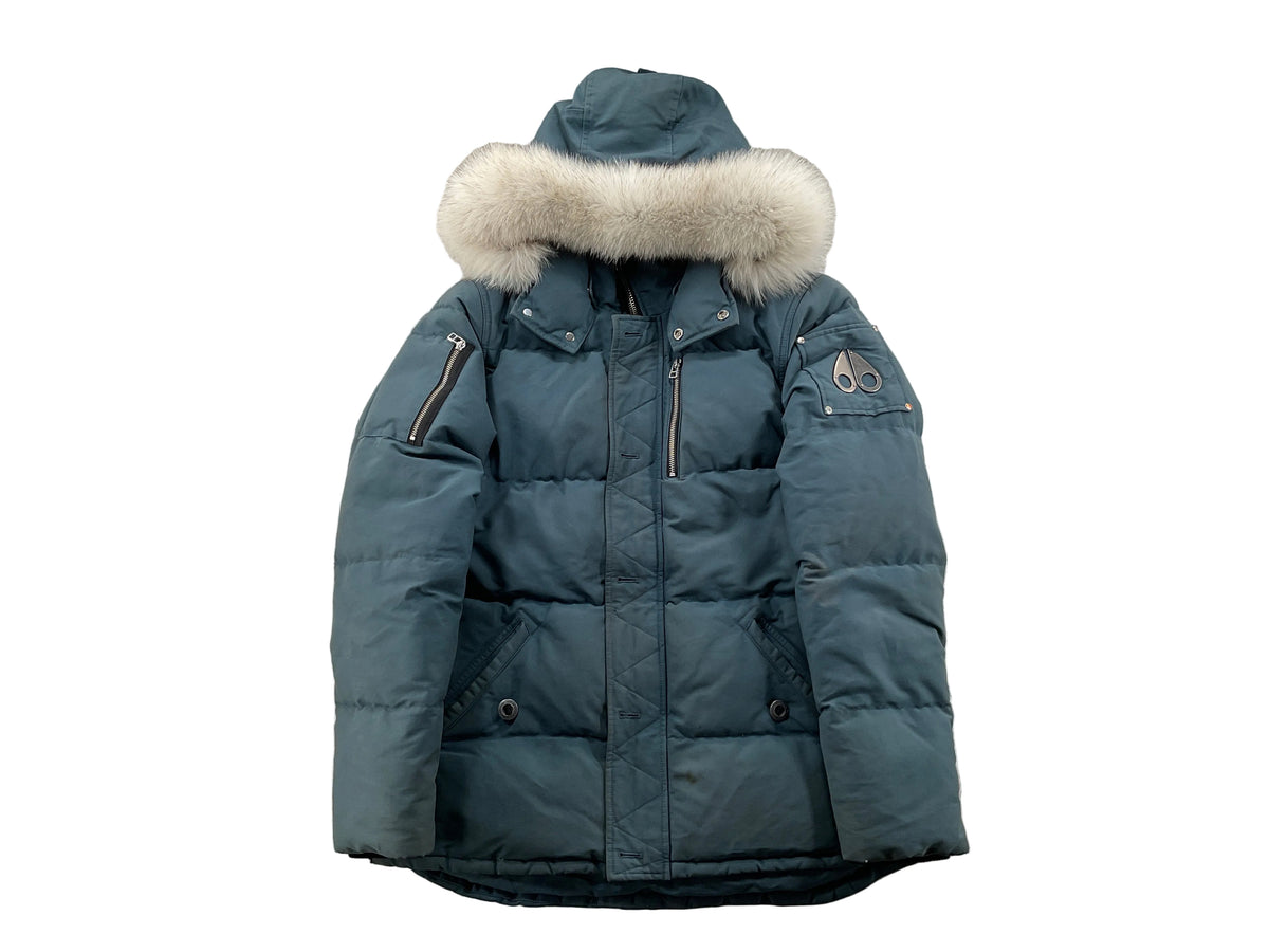 Moose Knuckles Blue White Fur Parka