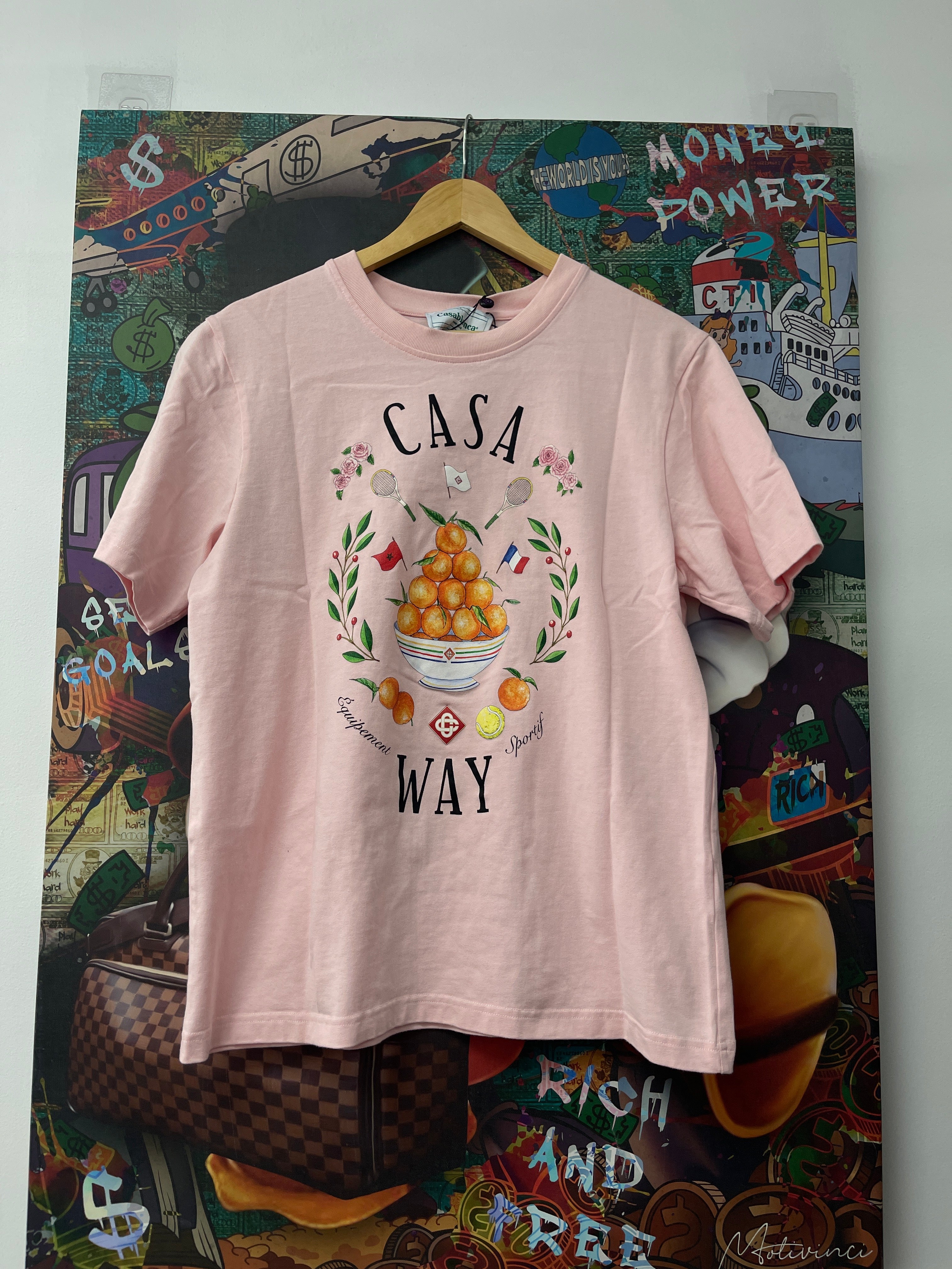 Casablanca White Pink Floral Tee Used
