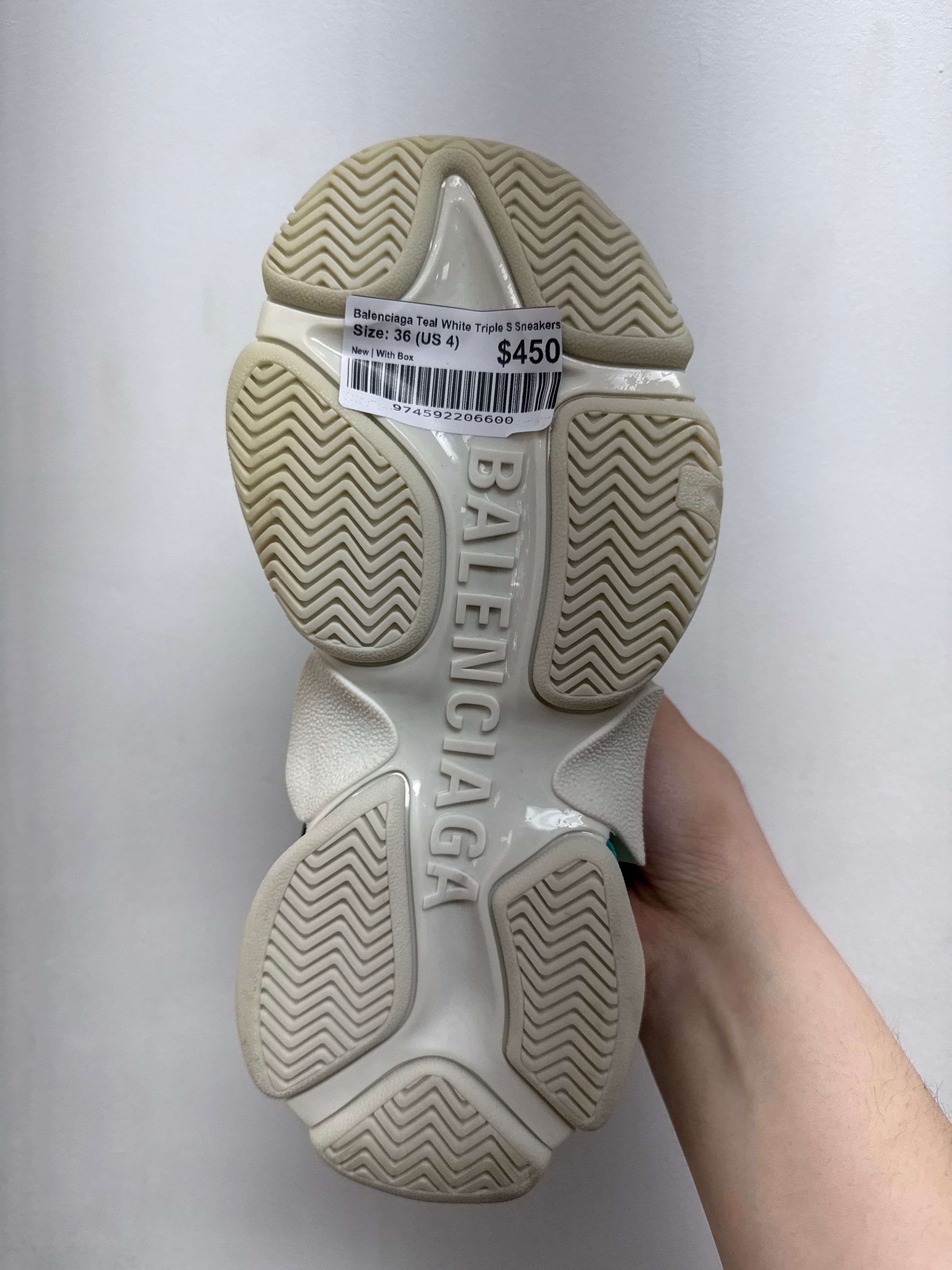 Balenciaga Teal White Triple S Sneakers