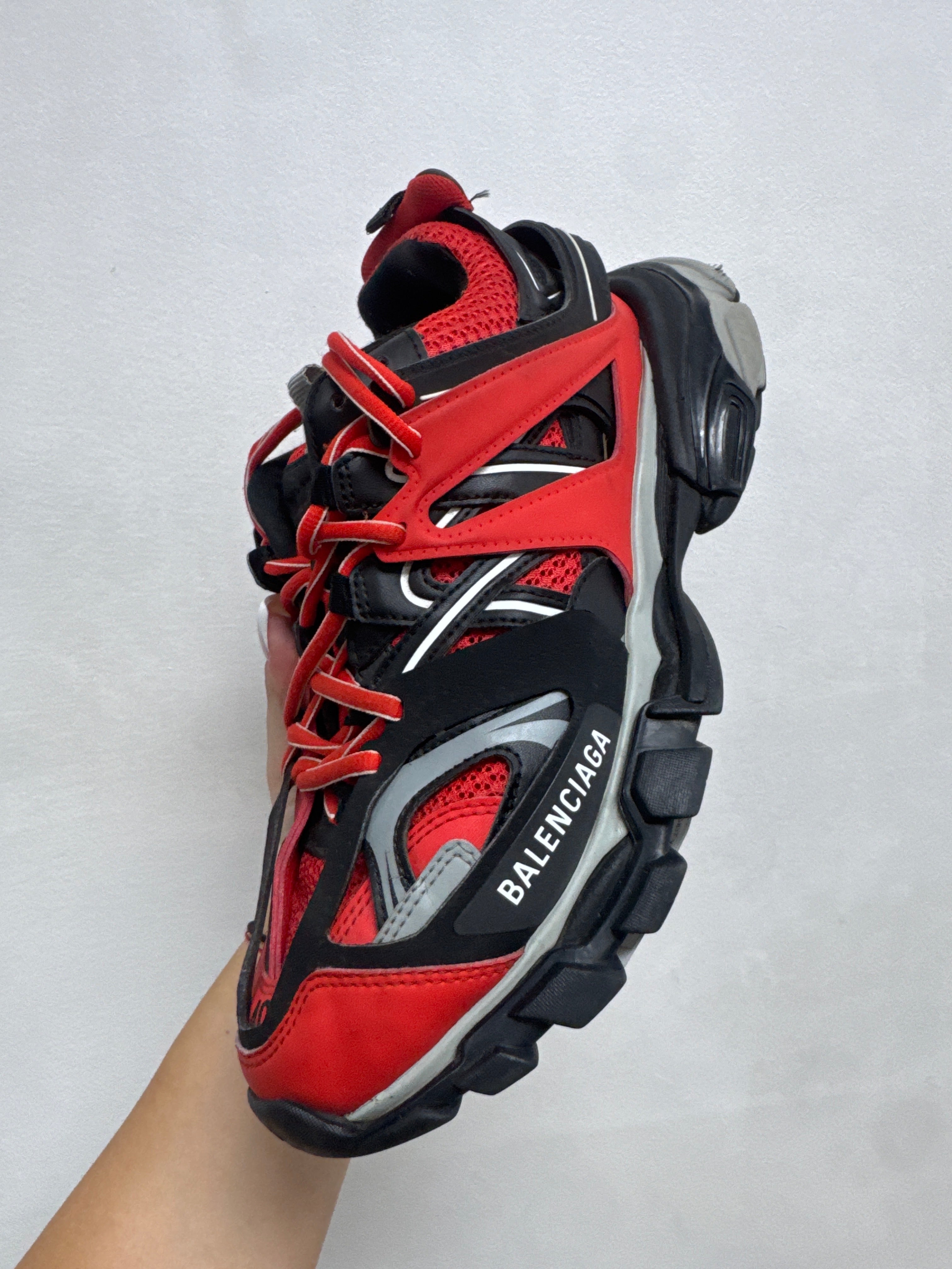Balenciaga Red Grey Track Sneakers