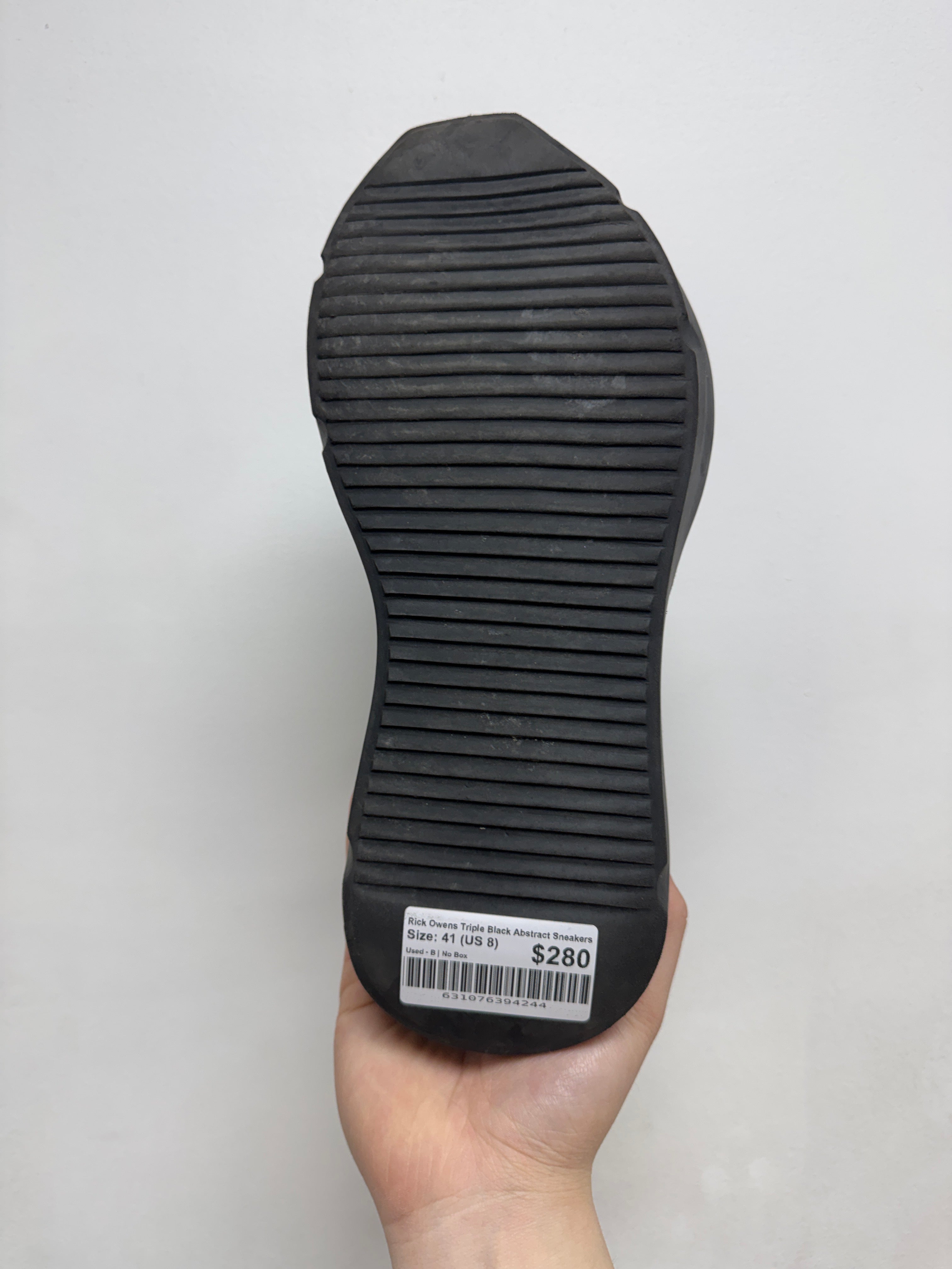 Rick Owens Triple Black Abstract Sneakers