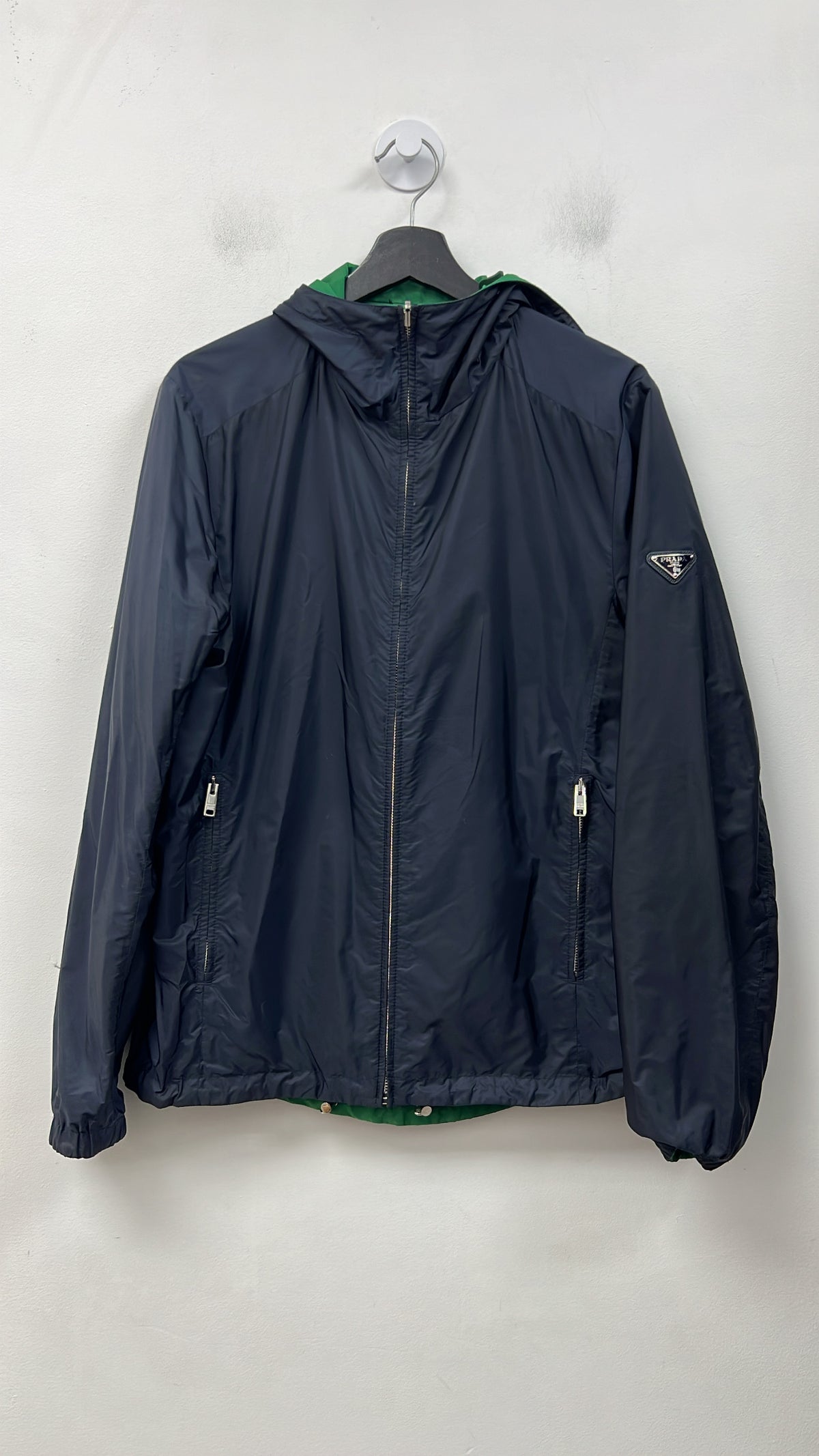 Prada Navy Green Reversible Windbreaker Jacket