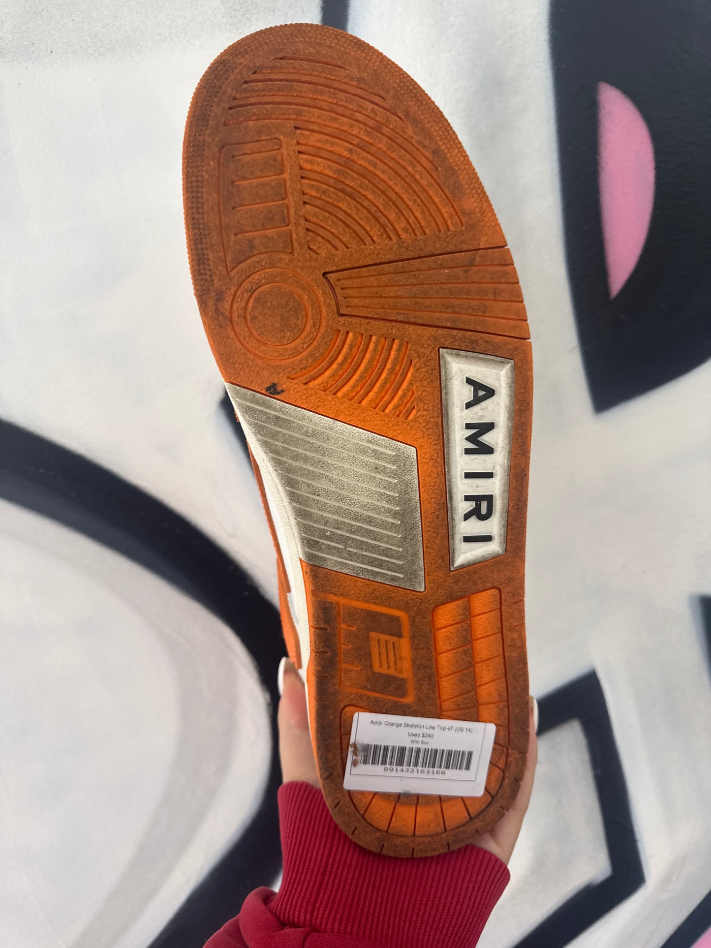 Amiri Orange Skeleton Low Top Used With Box
