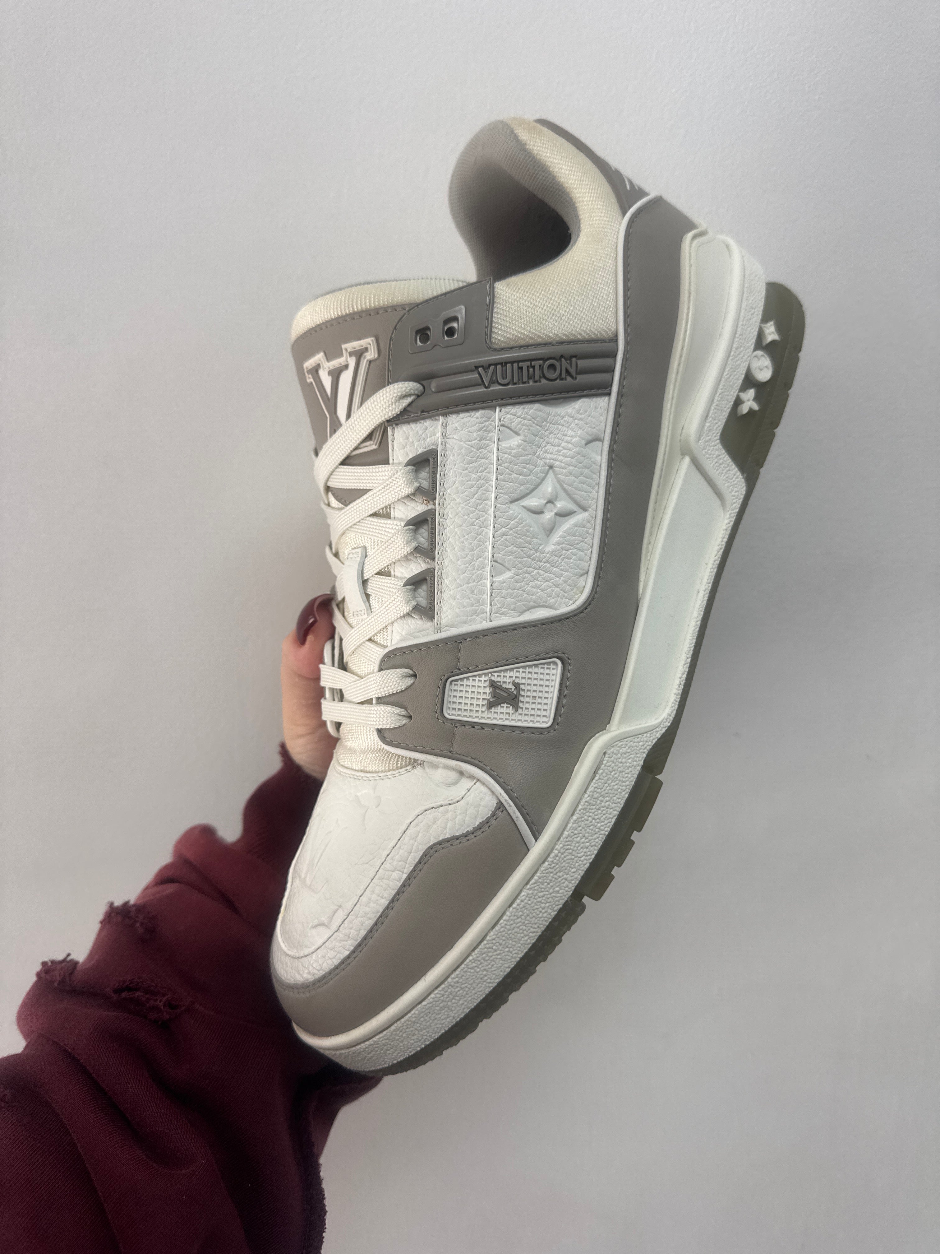 Louis Vuitton Tan White Monogram Trainer Sneakers