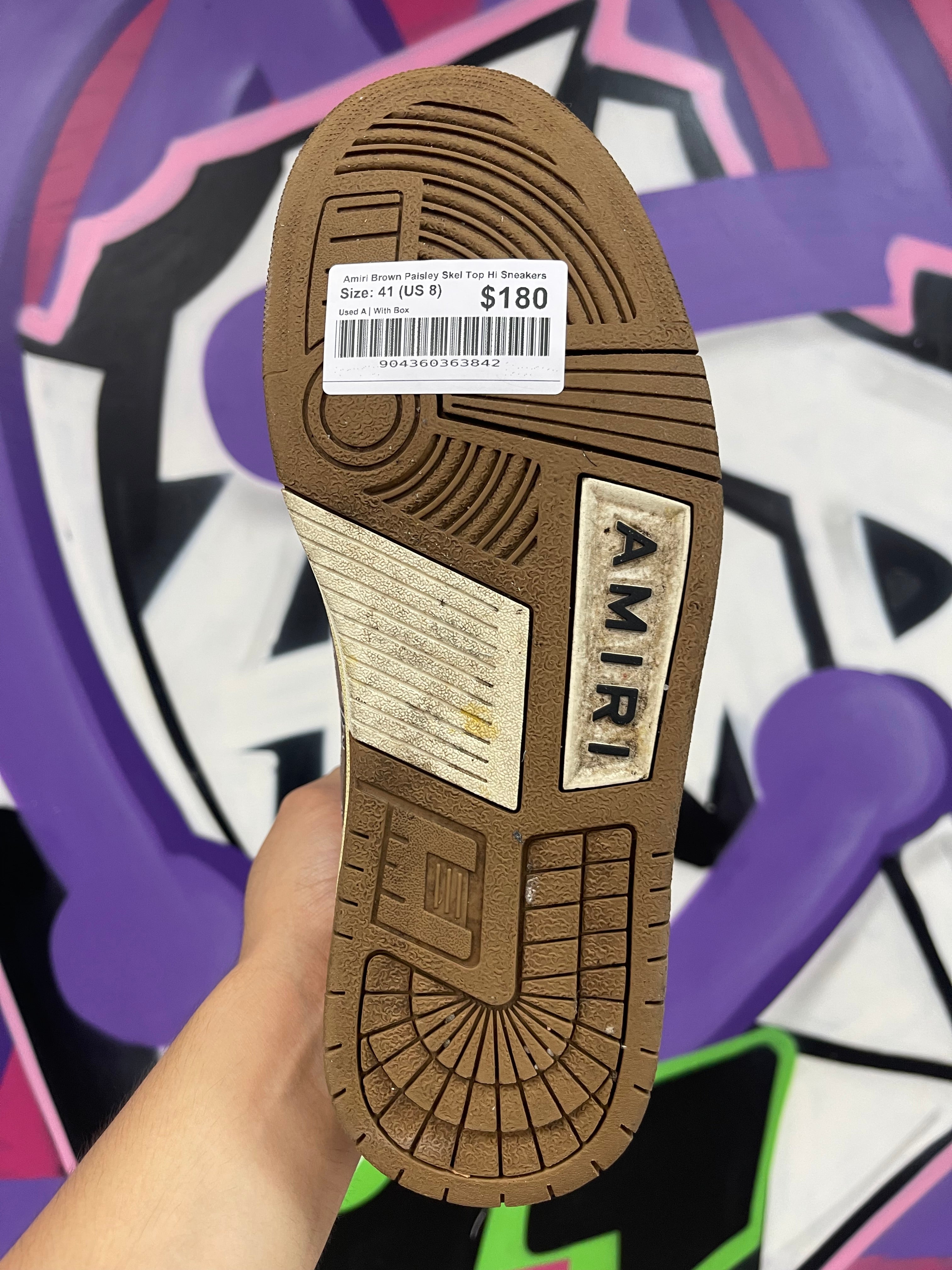 Amiri Brown Paisley Skel Top Hi Sneakers