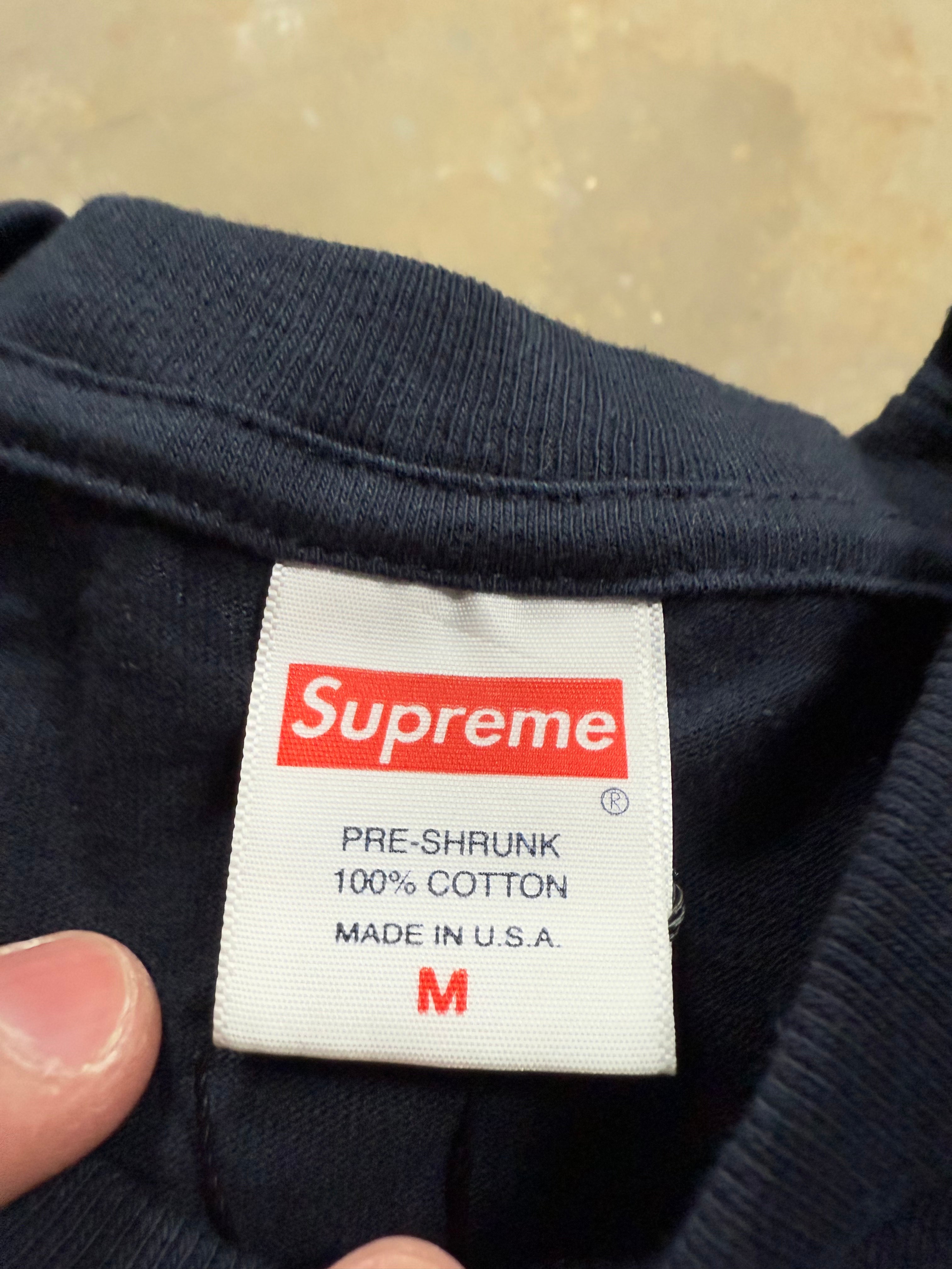 Supreme Tee Navy Pink Used Medium