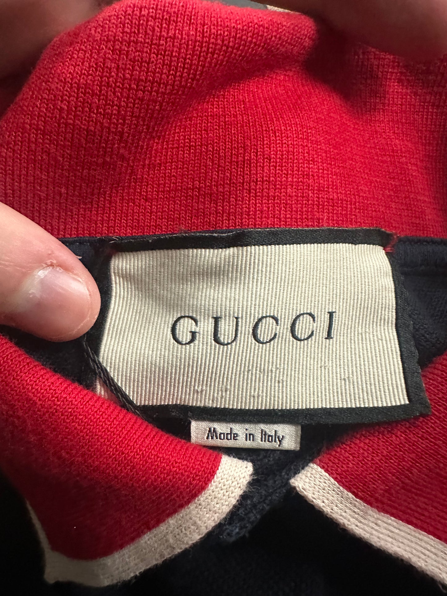 Gucci Bee Polo Navy Multi Used XL (Fits Medium)