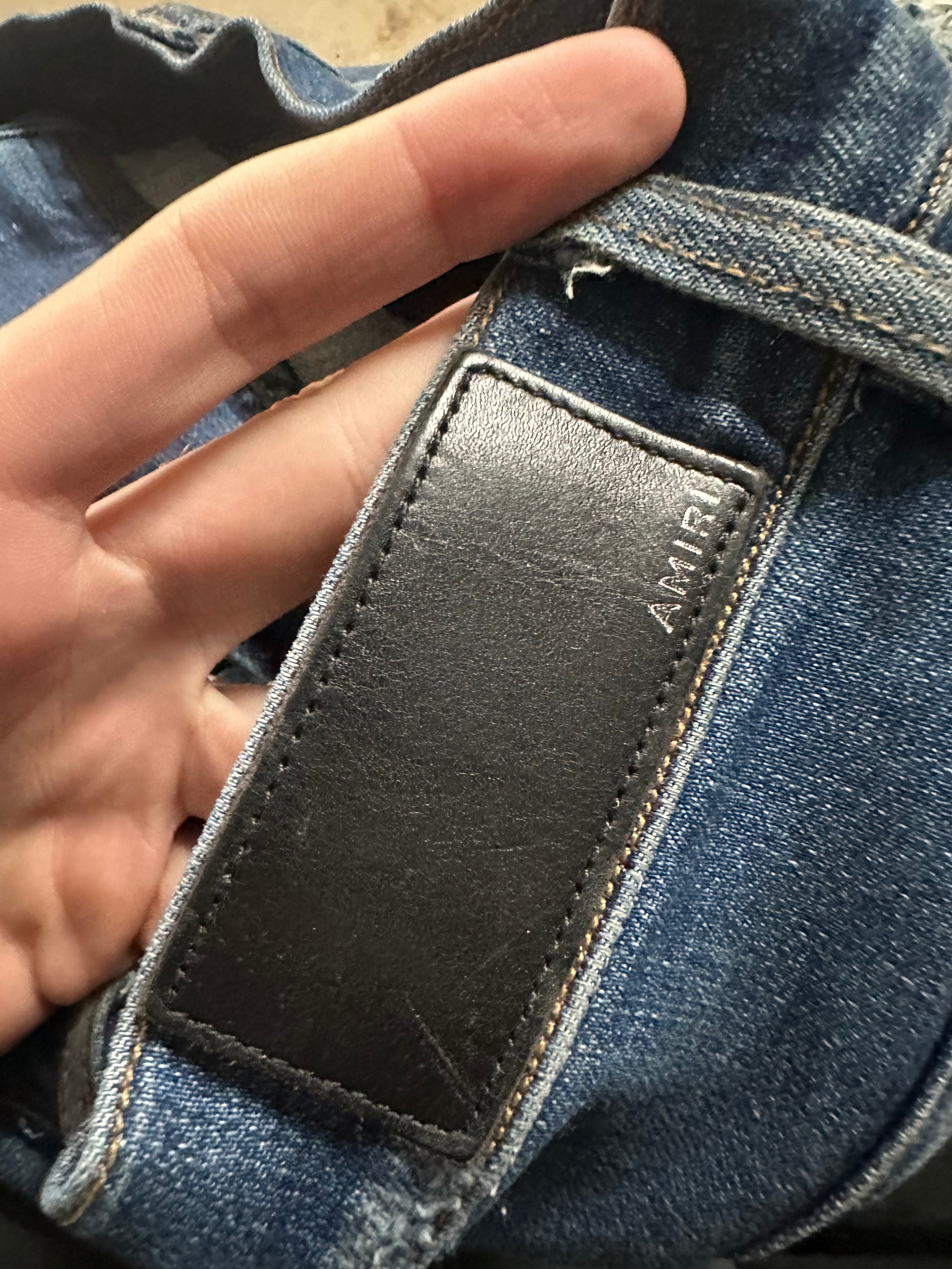 Amiri Zip Jeans Dark Wash Black Patch Used 29