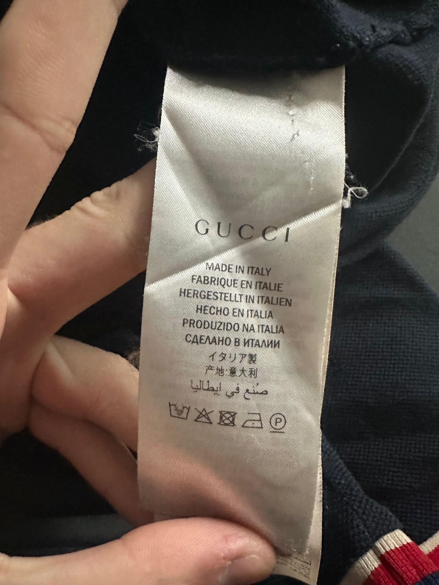 Gucci Bee Polo Navy Multi Used XL (Fits Medium)