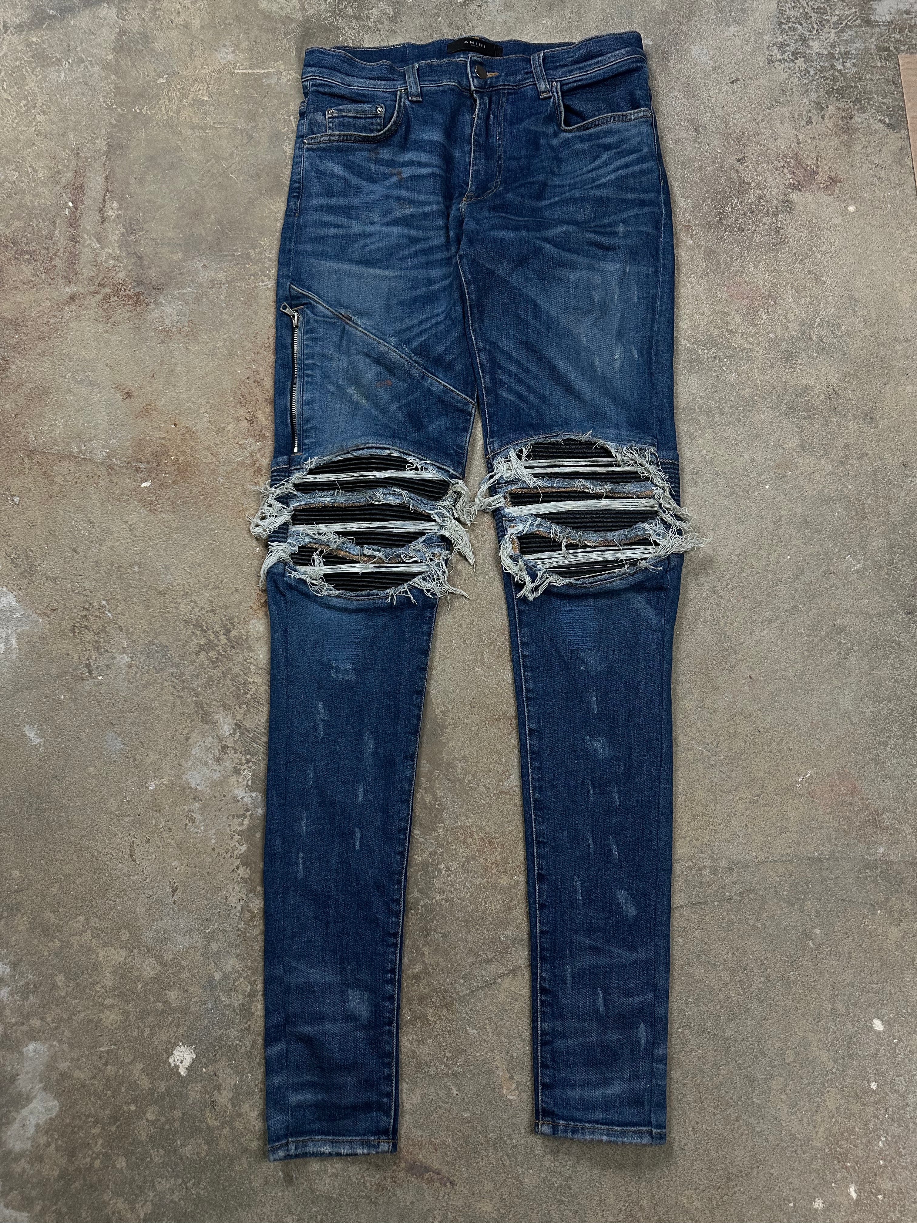 Amiri Zip Jeans Dark Wash Black Patch Used 29