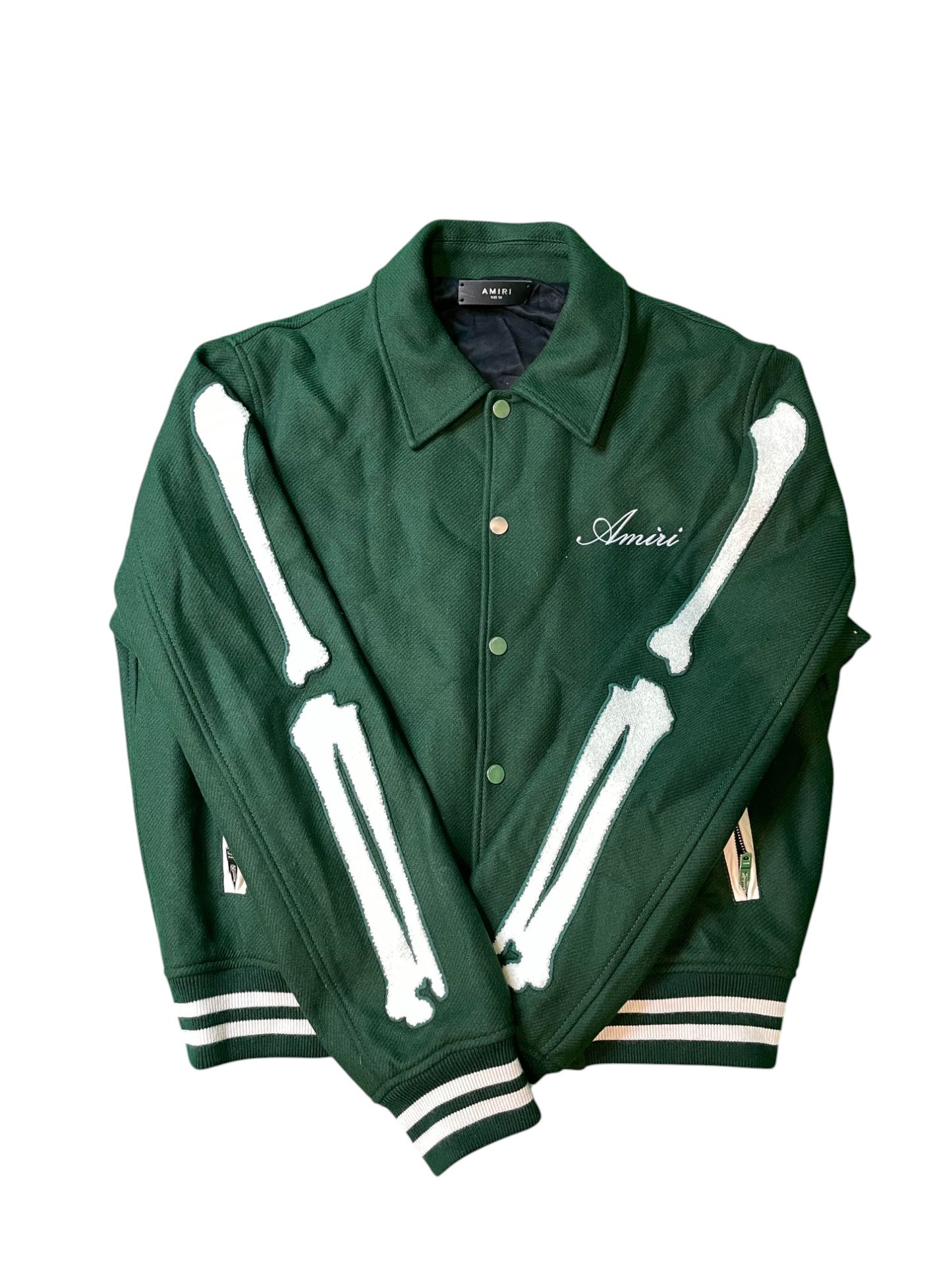 Amiri "Bones" Green Varsity Jacket