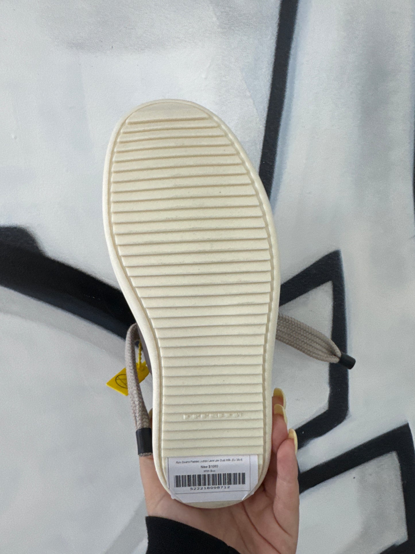 Rick Owens Padded Jumbo Lace Low Dust Milk (EU 38) New With Box