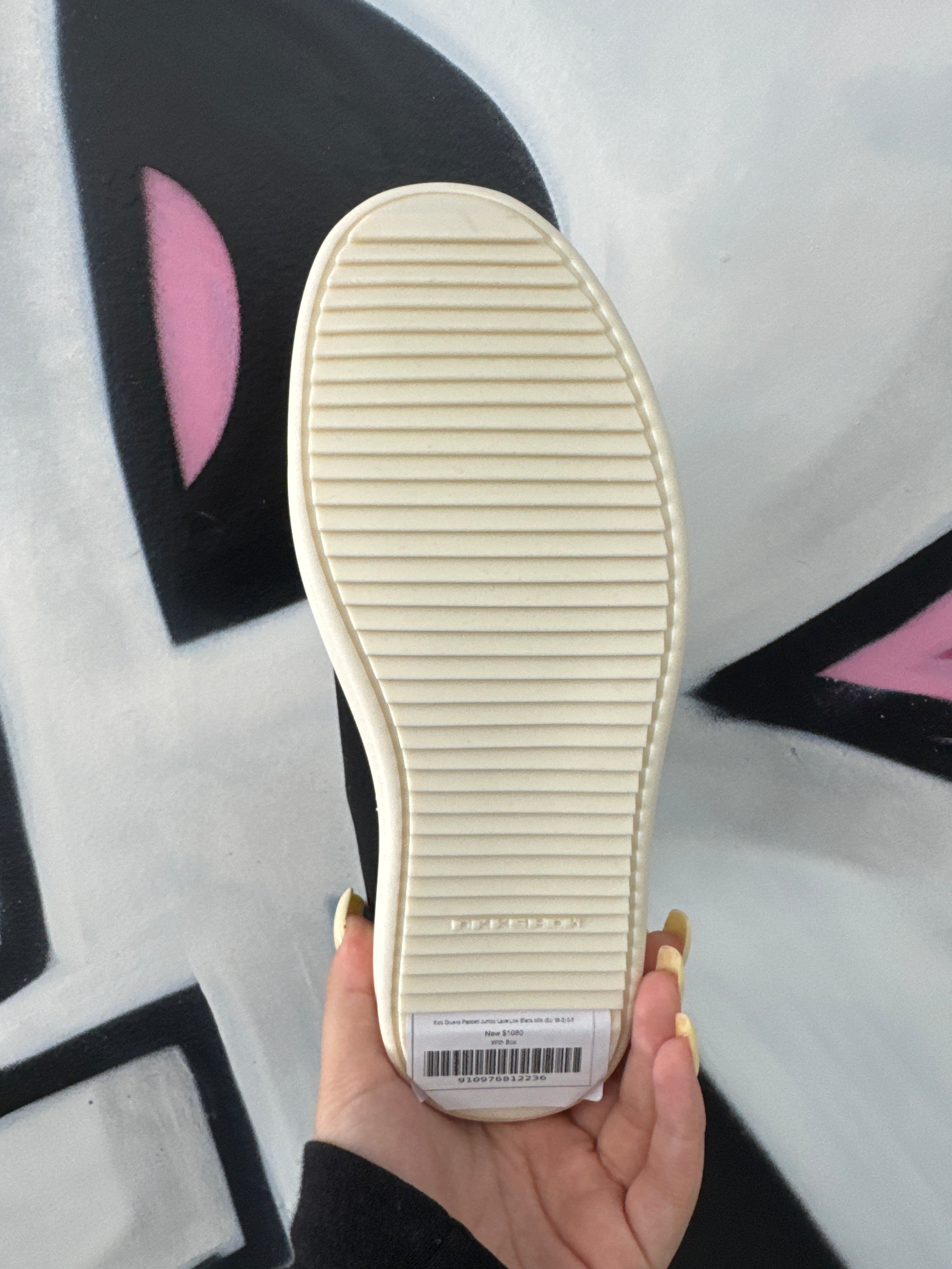 Rick Owens Padded Jumbo Lace Low Black Milk (EU 38.5) New With Box