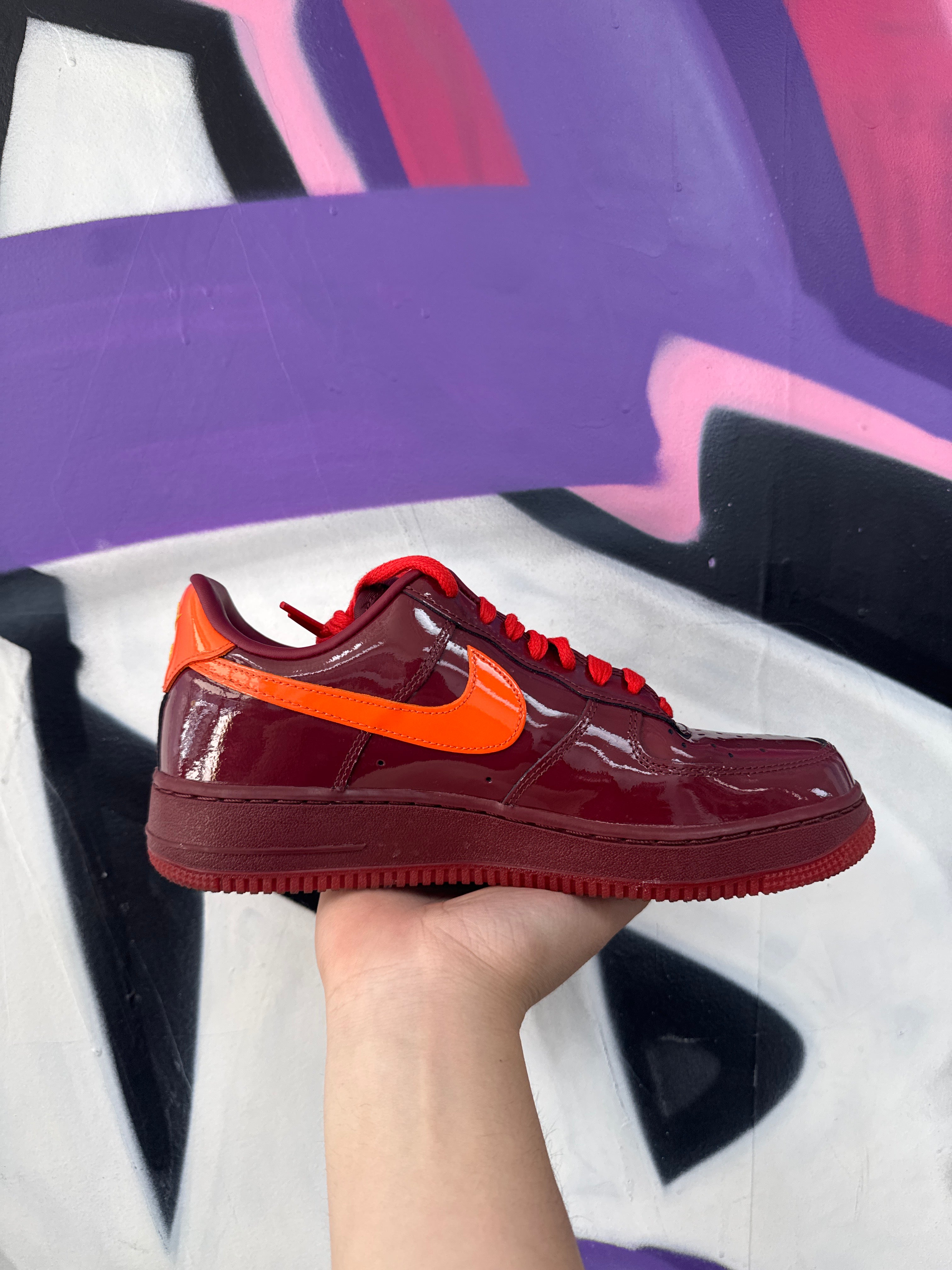 Nike Patent Leather Team Red Safety Orange Sneakers