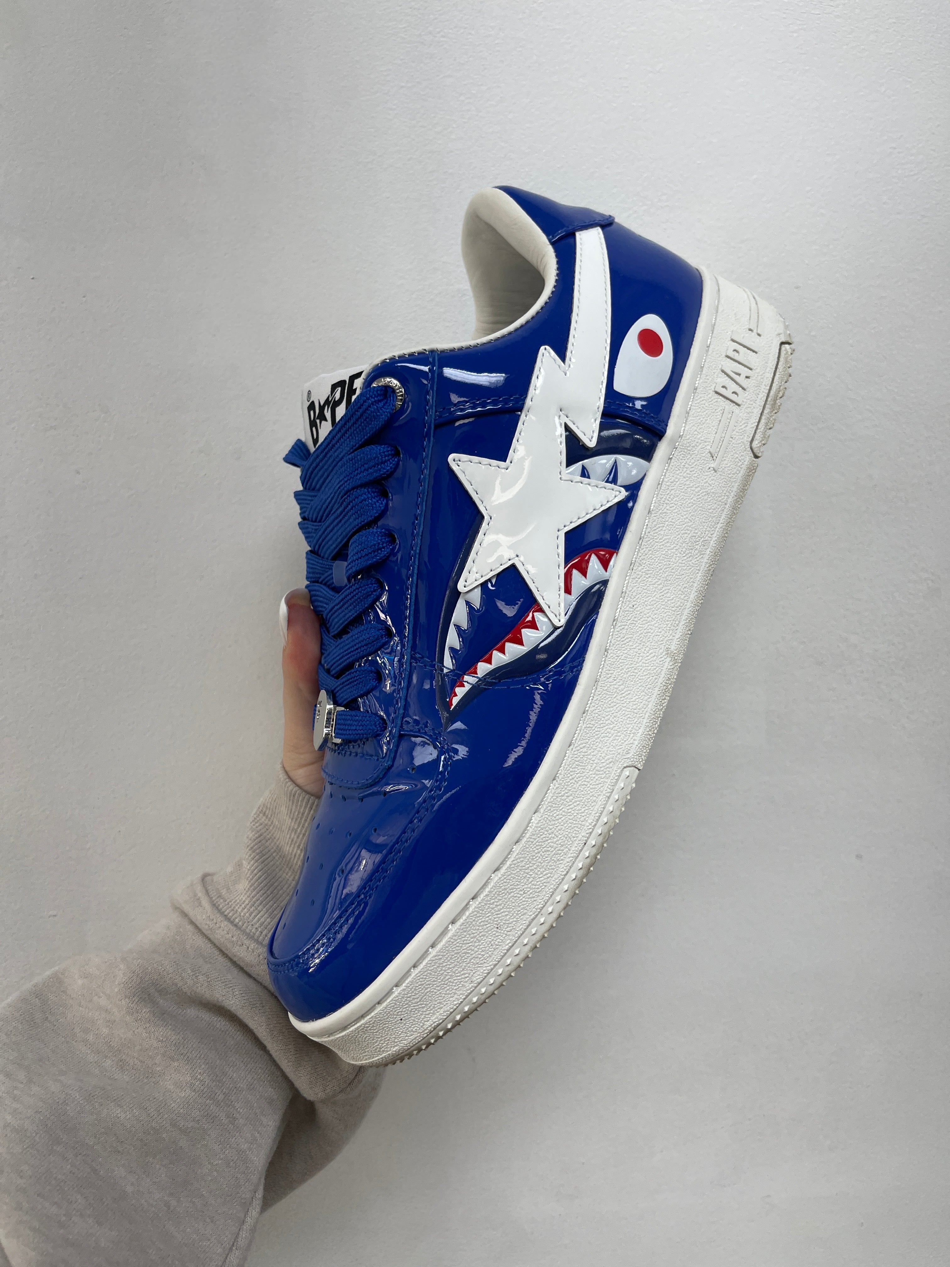 BAPE Blue Shark Patent Sneakers