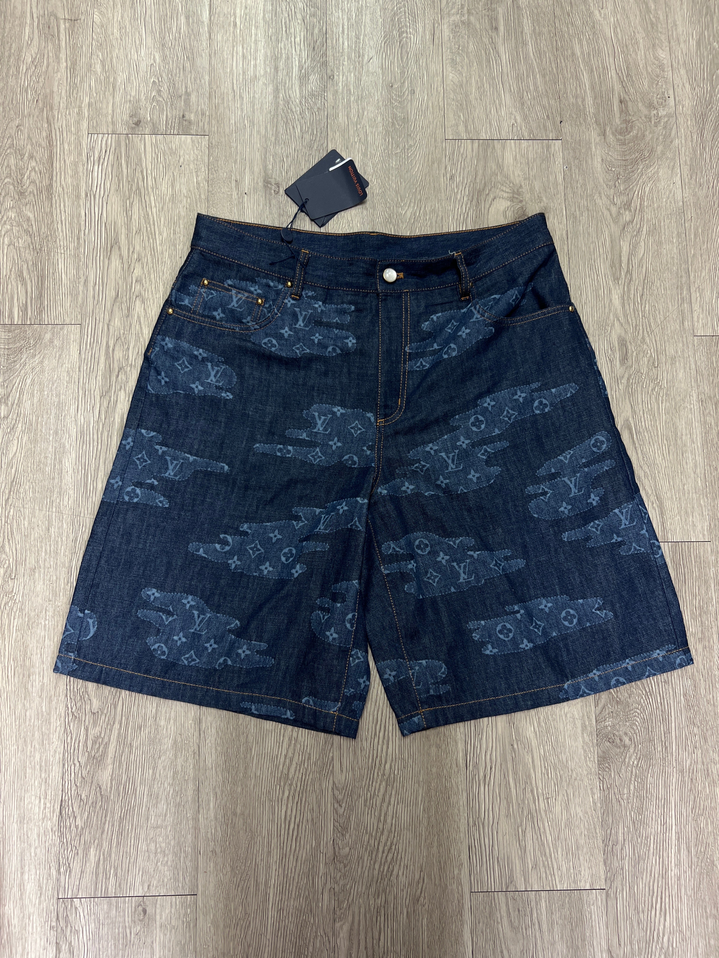 Louis Vuitton Navy Clouds Chambray Shorts