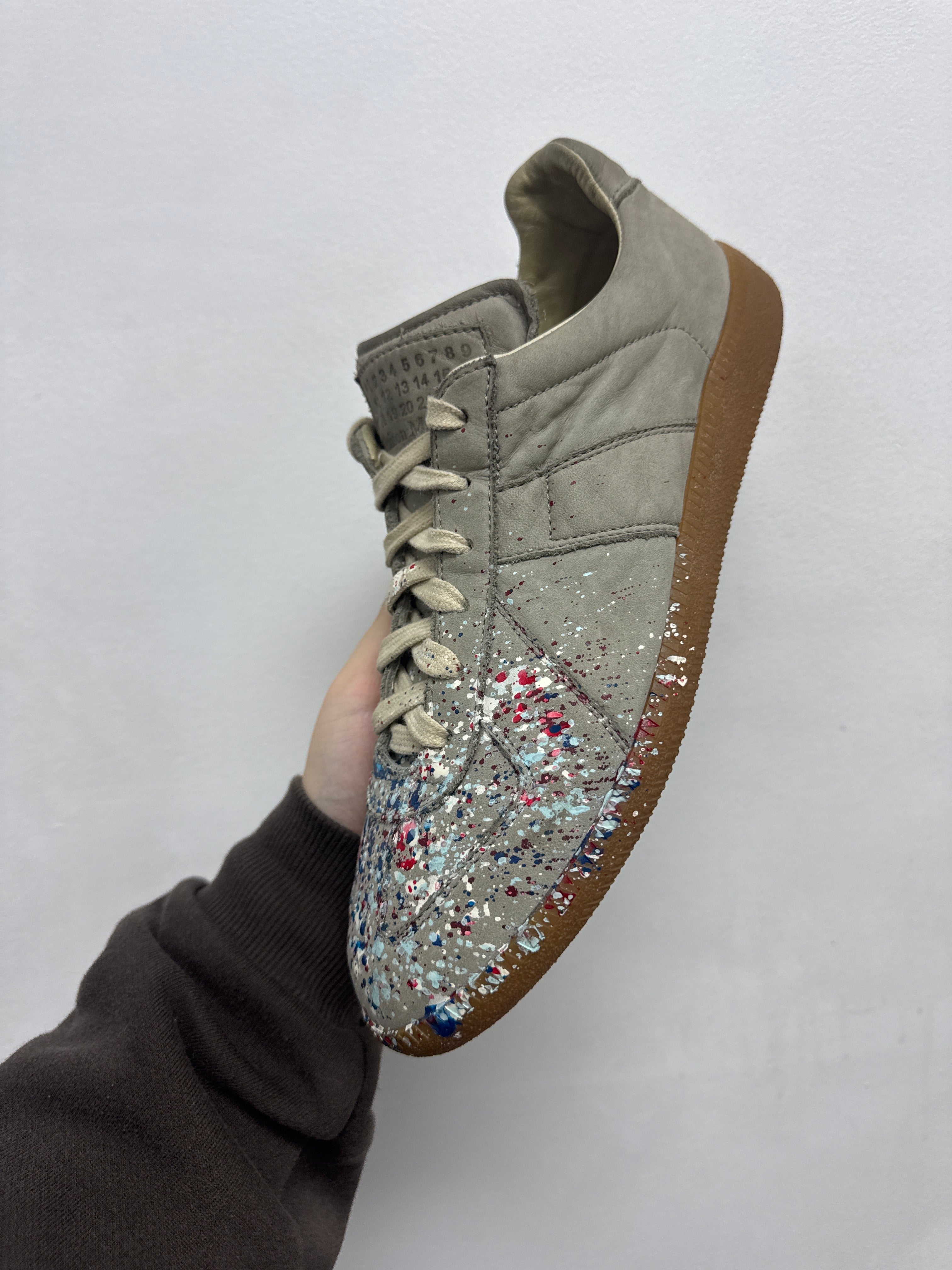 Maison Margiela Tan Paint Splatter Gat Sneakers