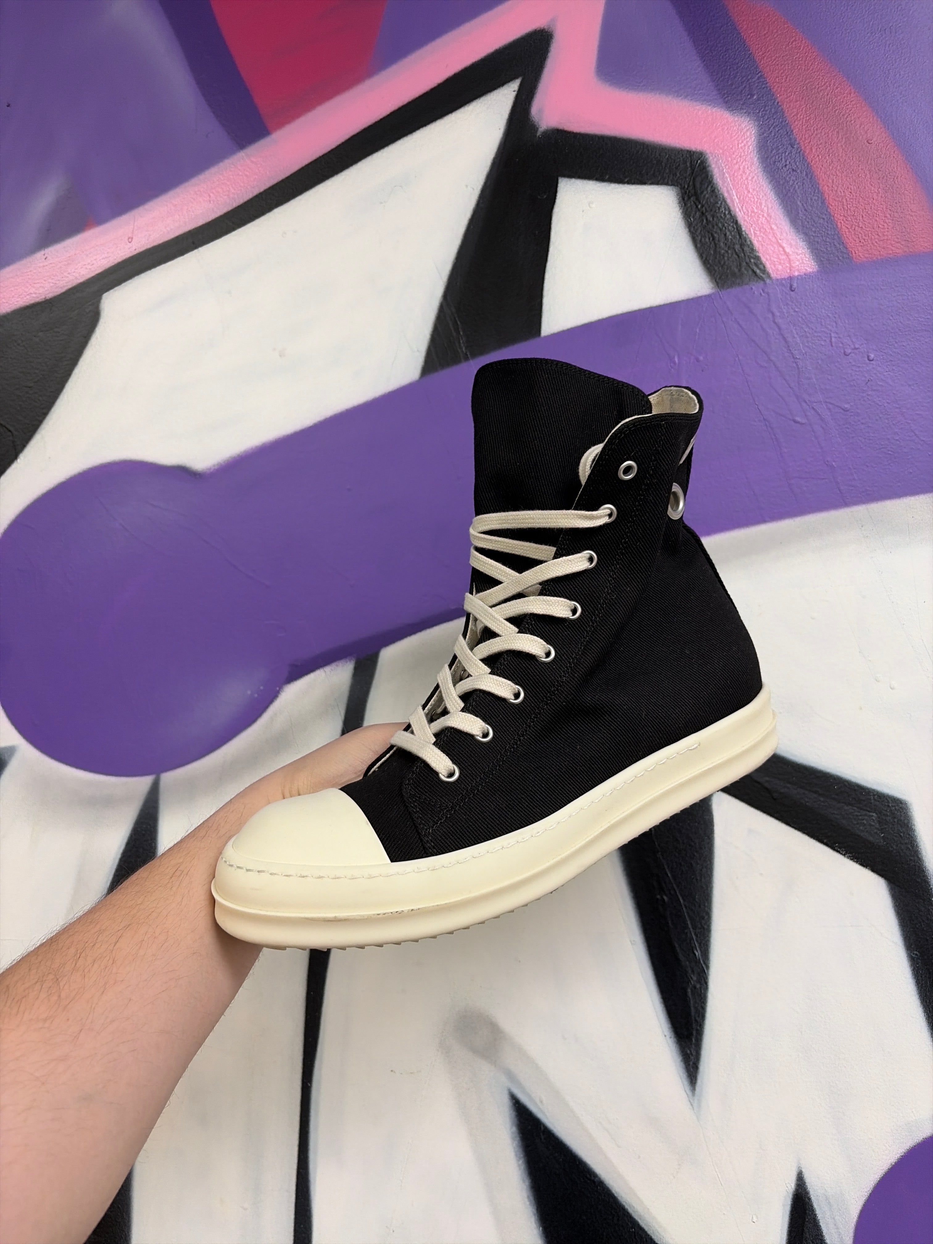 Rick Owens Black Ramone High Studded Sneakers