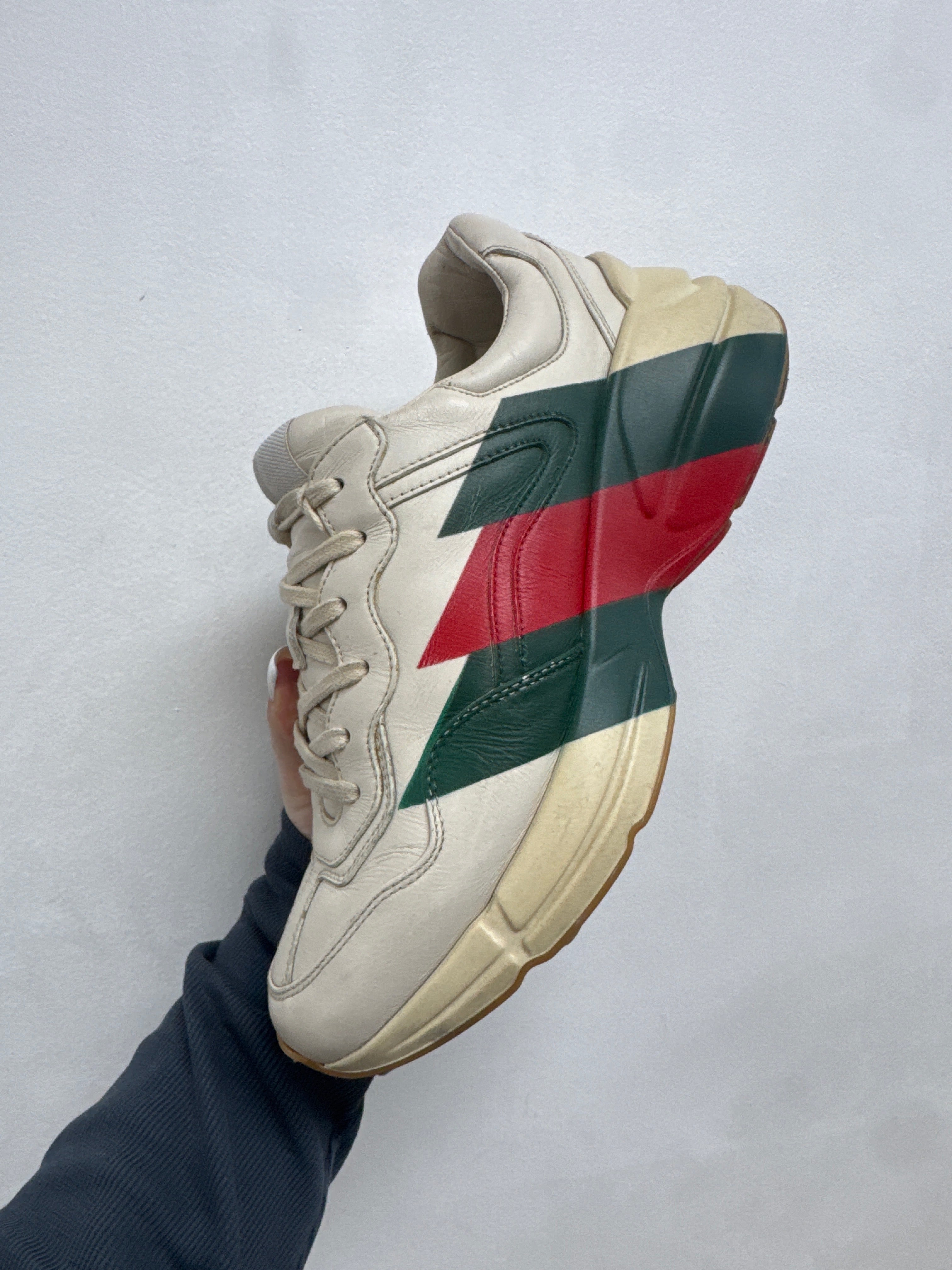 Gucci Cream Red Green Rhyton Sneakers
