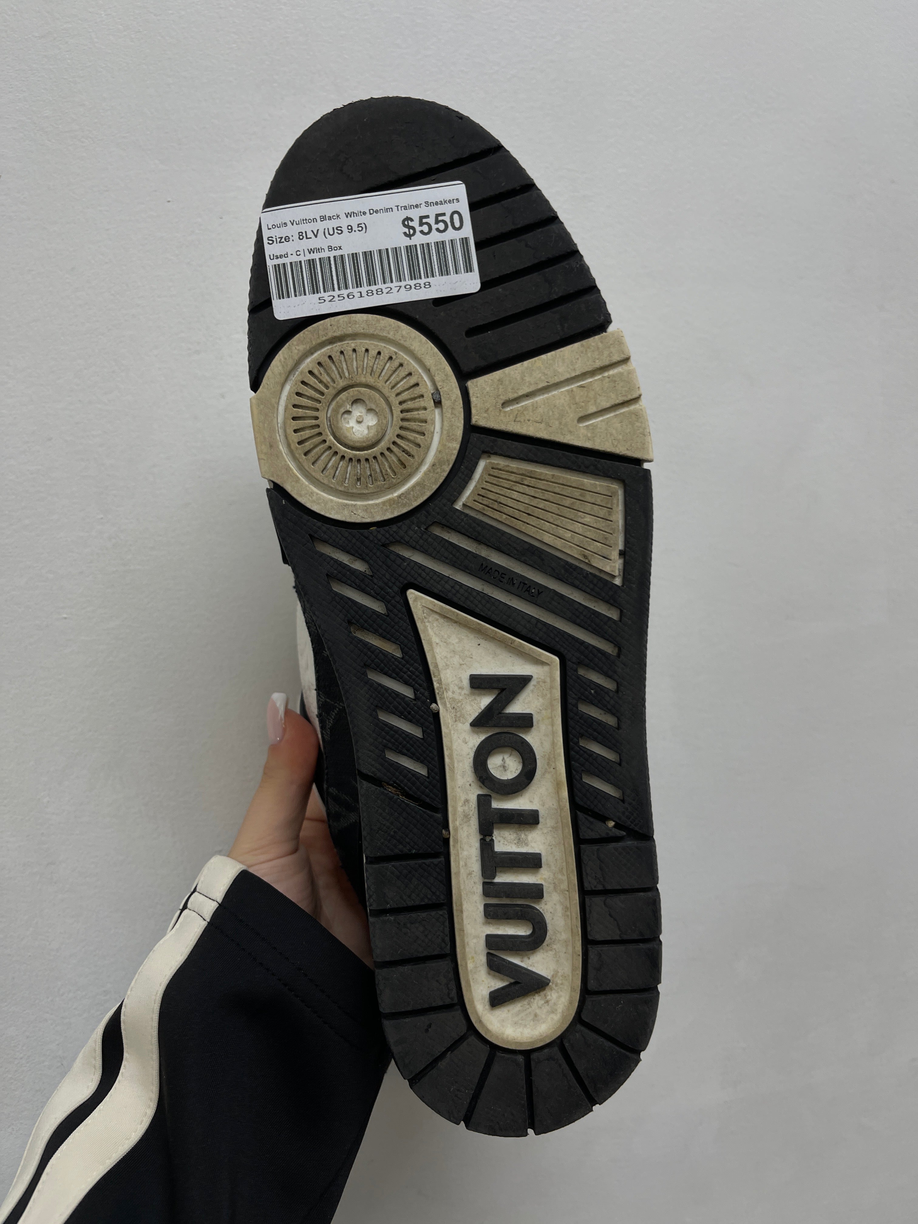 Louis Vuitton Black White Denim Trainer Sneakers