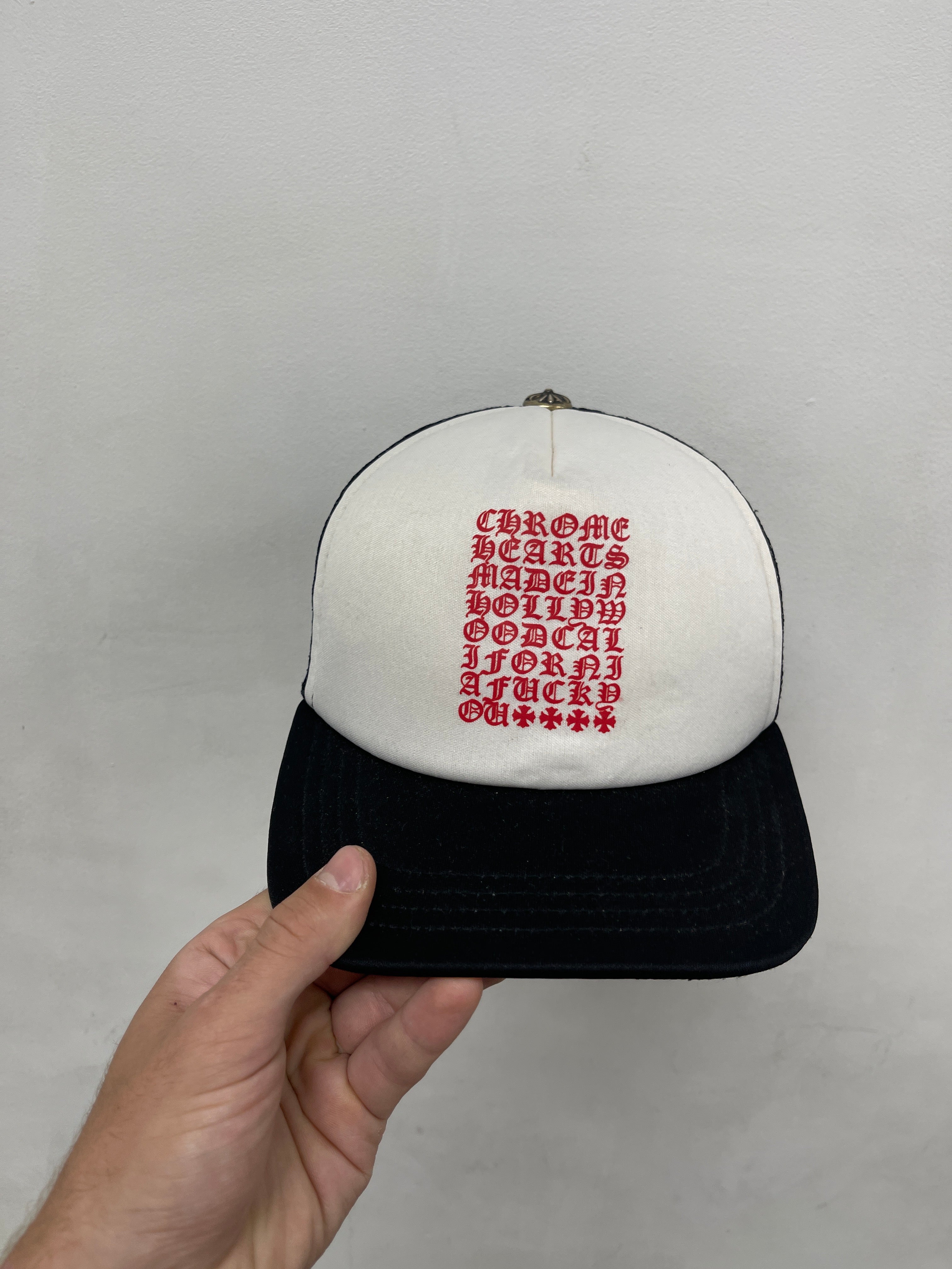 Chrome Hearts White Red Eye Chart Logo Hat
