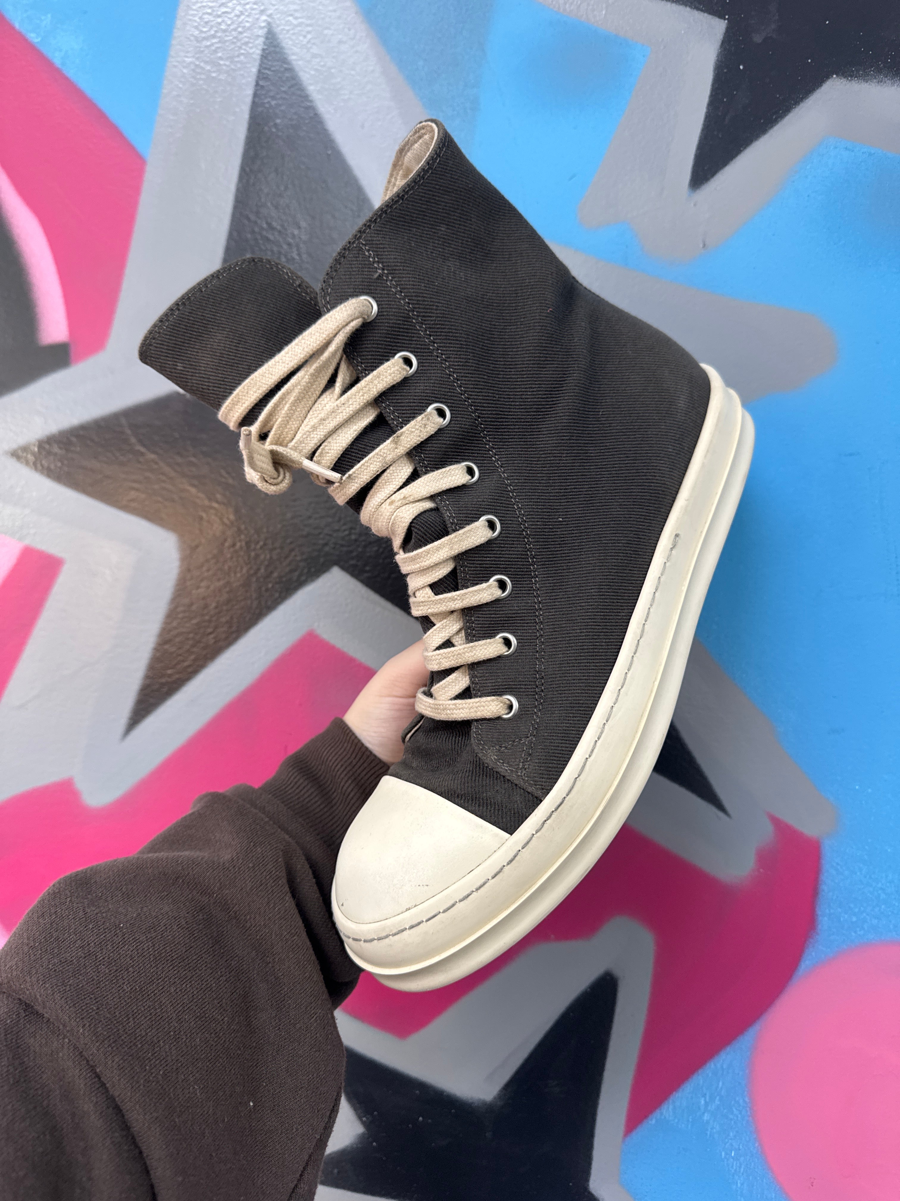 Rick Owens Ramone Brown DRKSHDW Hi Sneakers