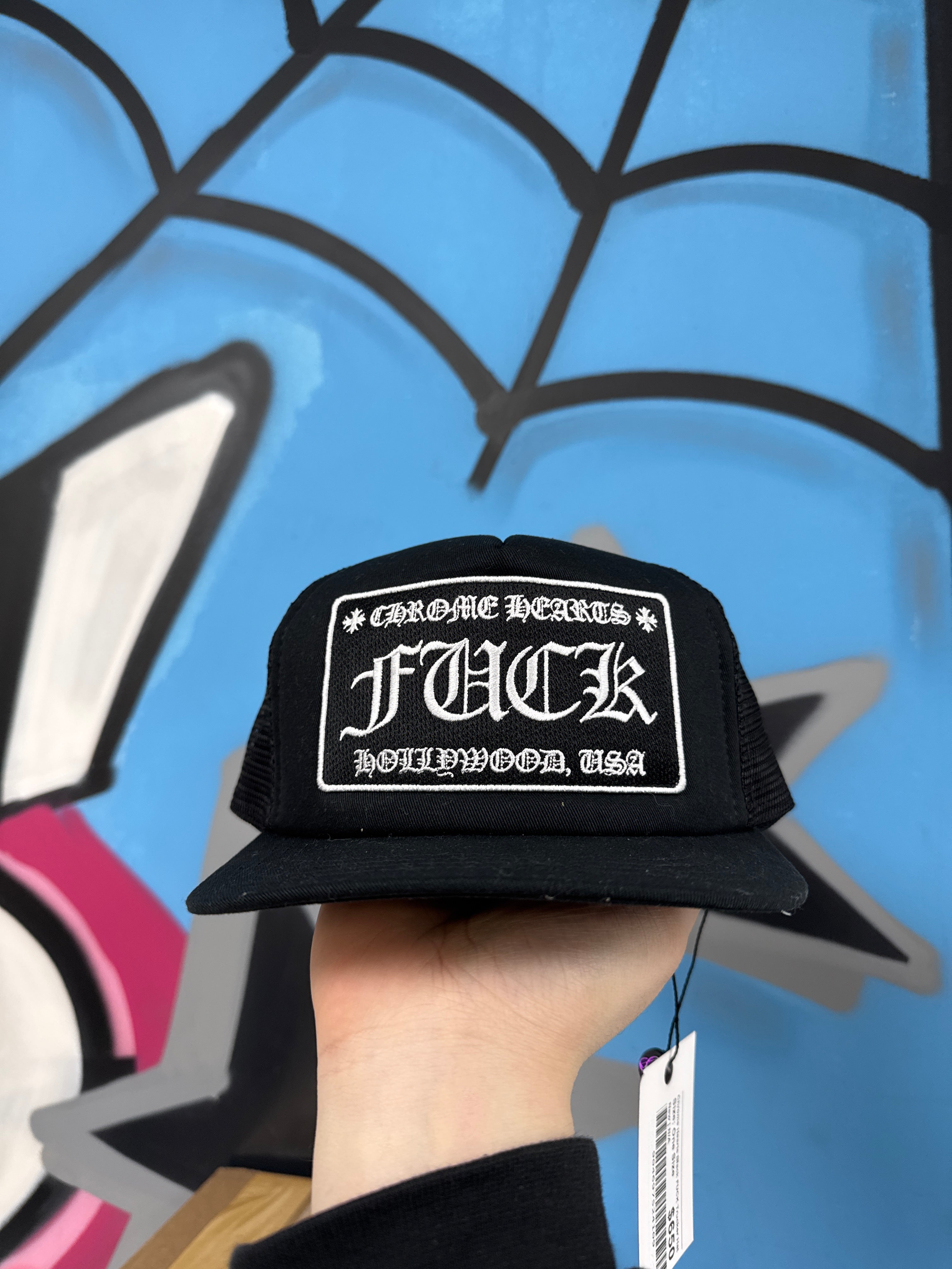 Chrome Hearts Black FUCK Trucker Hat