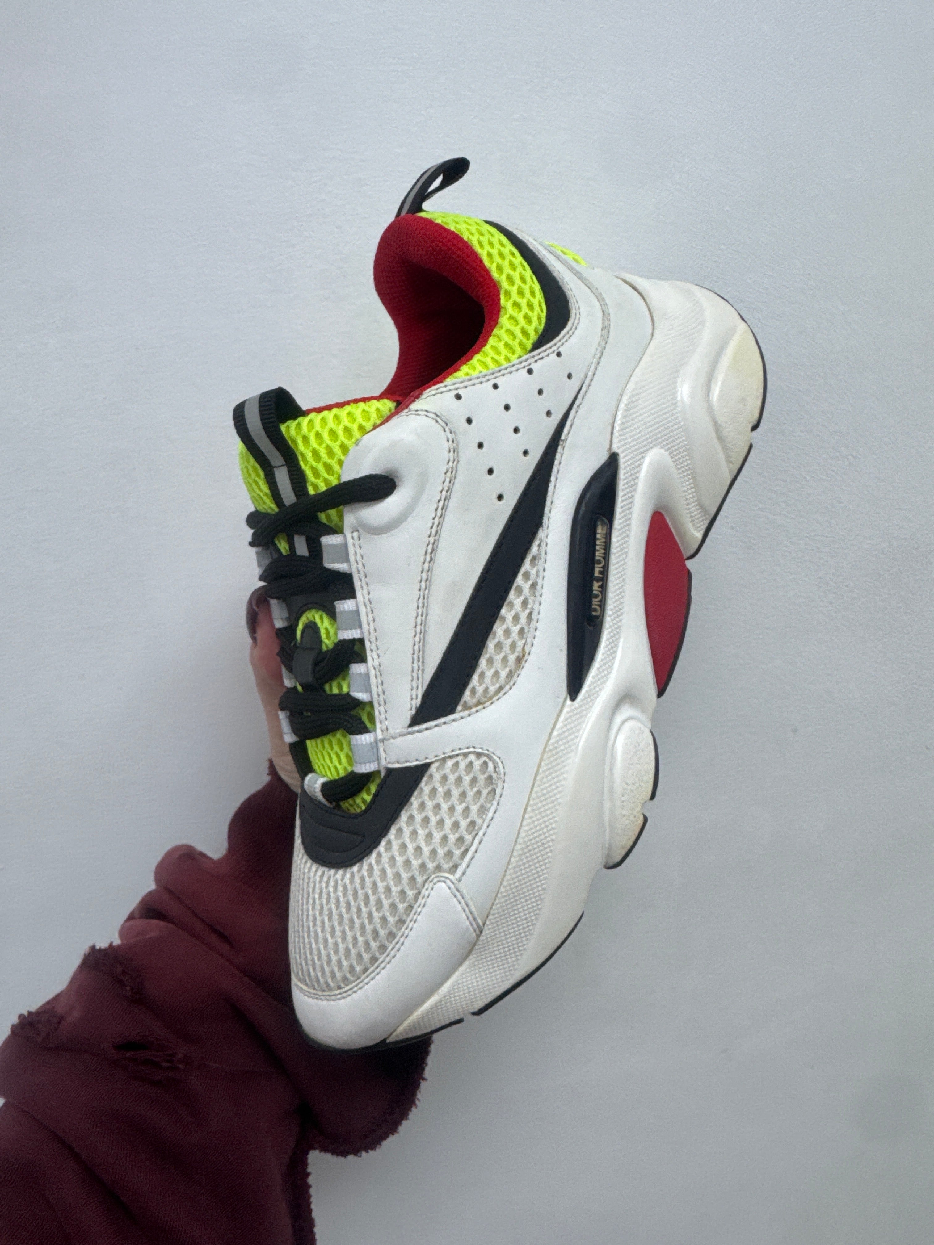 Dior White Lime Red B22 Homme Sneakers