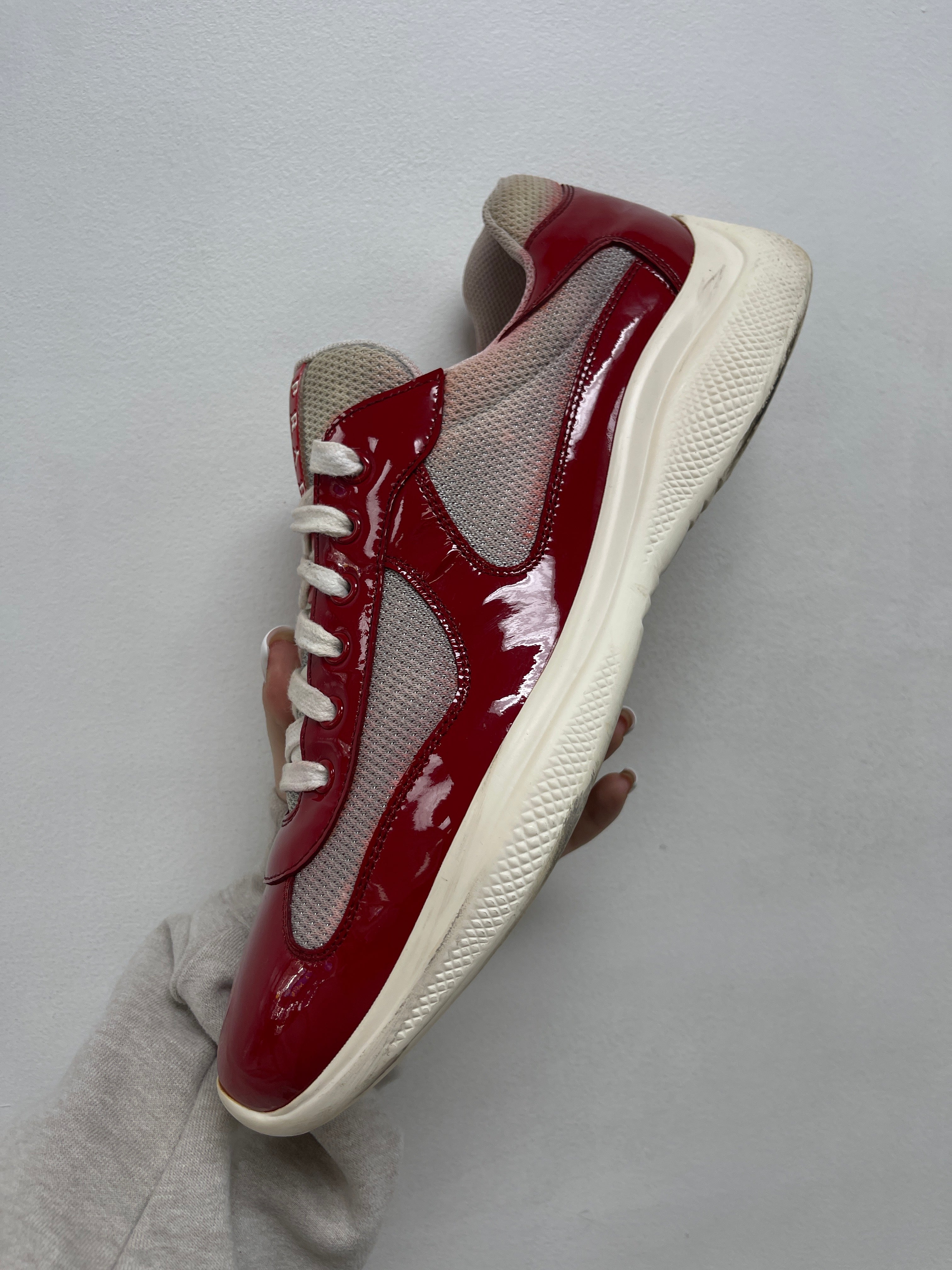 Prada Red White Cup Sneakers