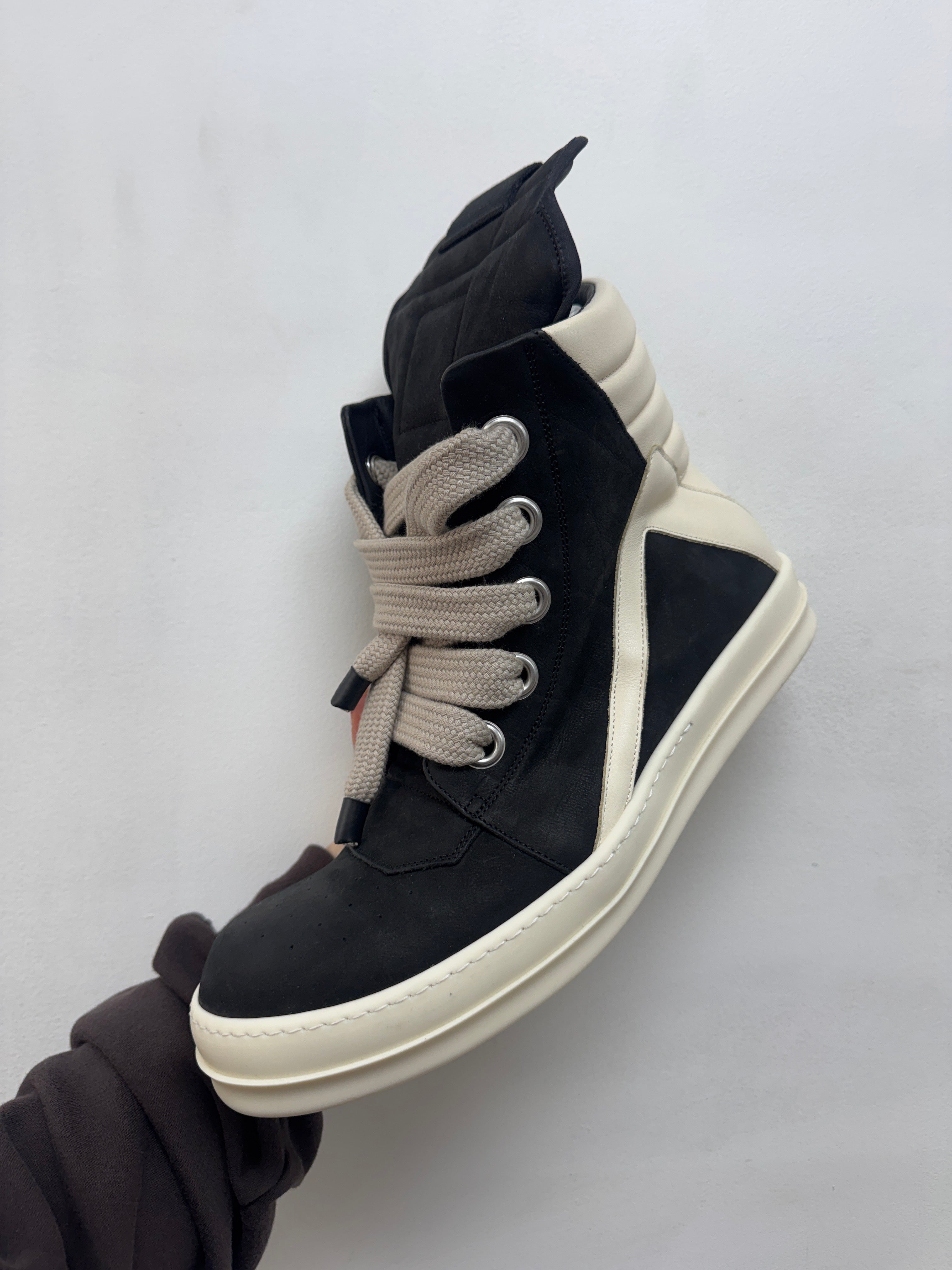 Rick Owens Black Geo Basket Jumbo Lace Hi Sneakers