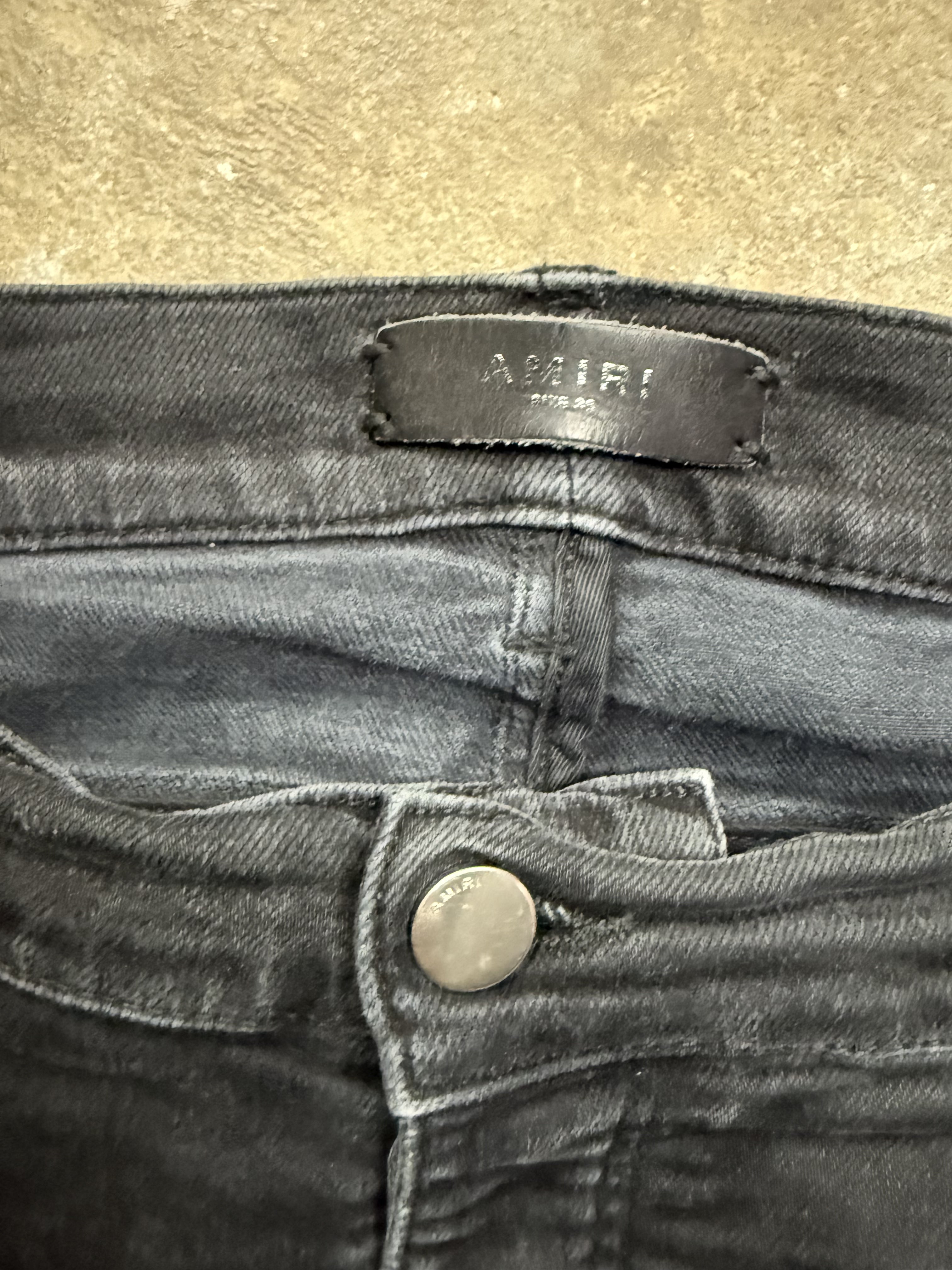 Amiri Jeans Thrasher Black Knee Rip Used 38