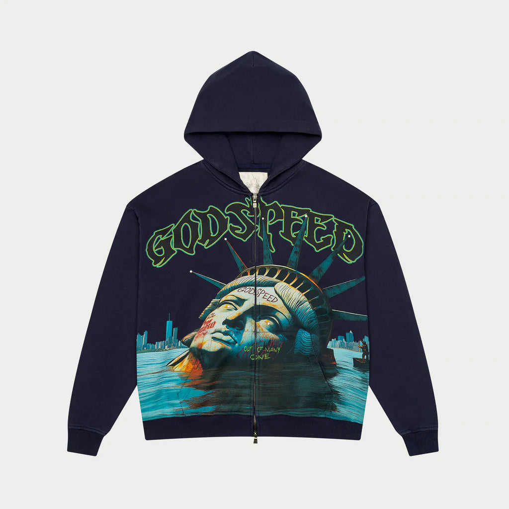 Godspeed "Sunken Liberty" Navy Wash Hoodie