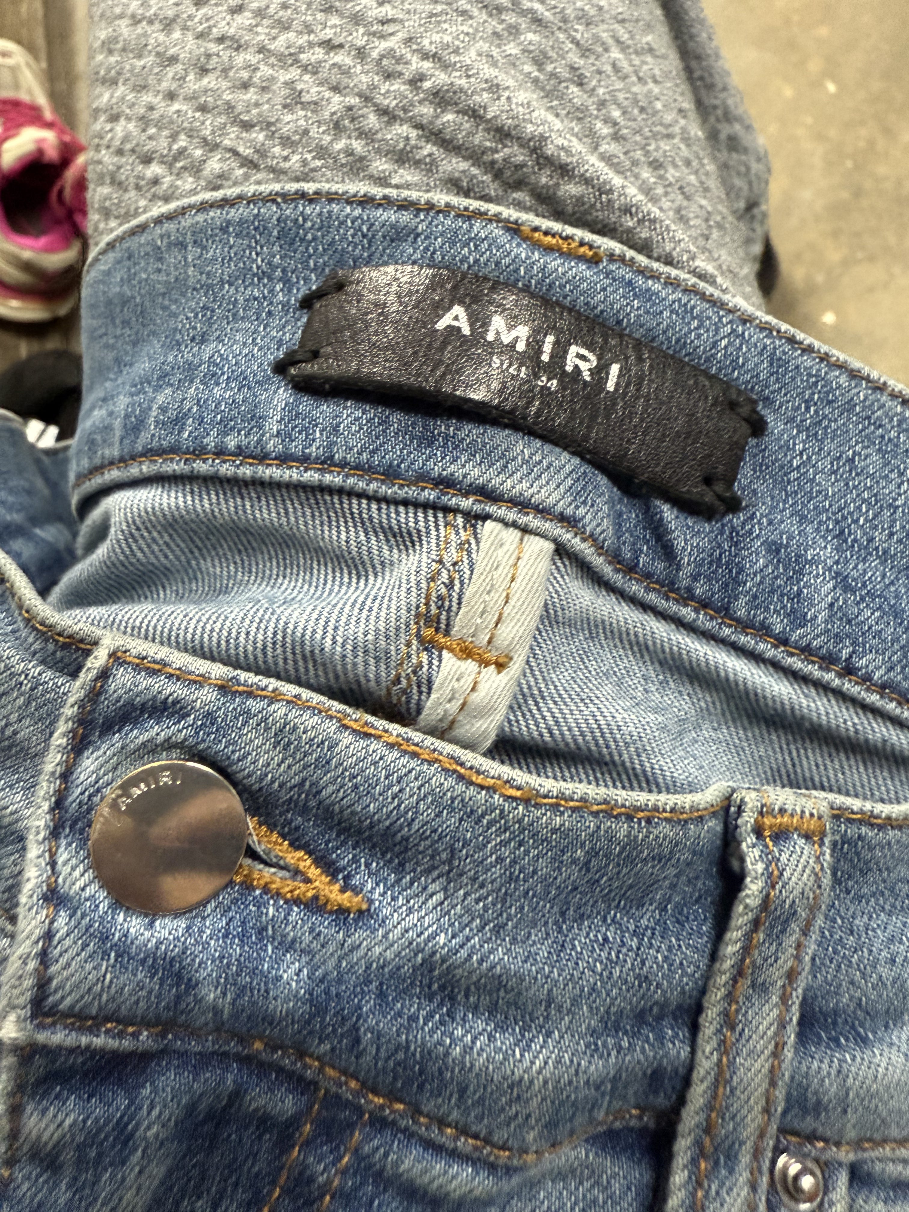 Amiri Jeans Light Wash Blue Patchwork Used 34