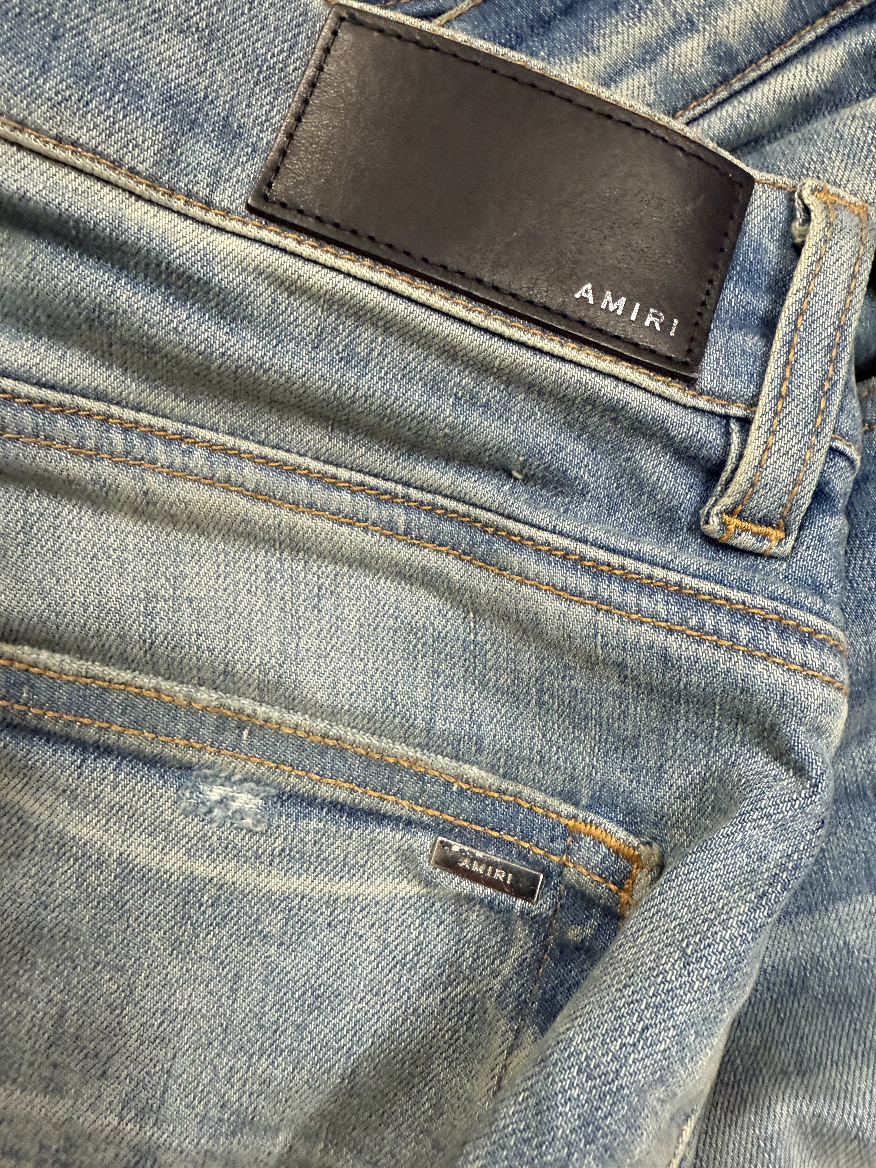 Amiri 'Baby Blue A Patch' Light Wash Jeans
