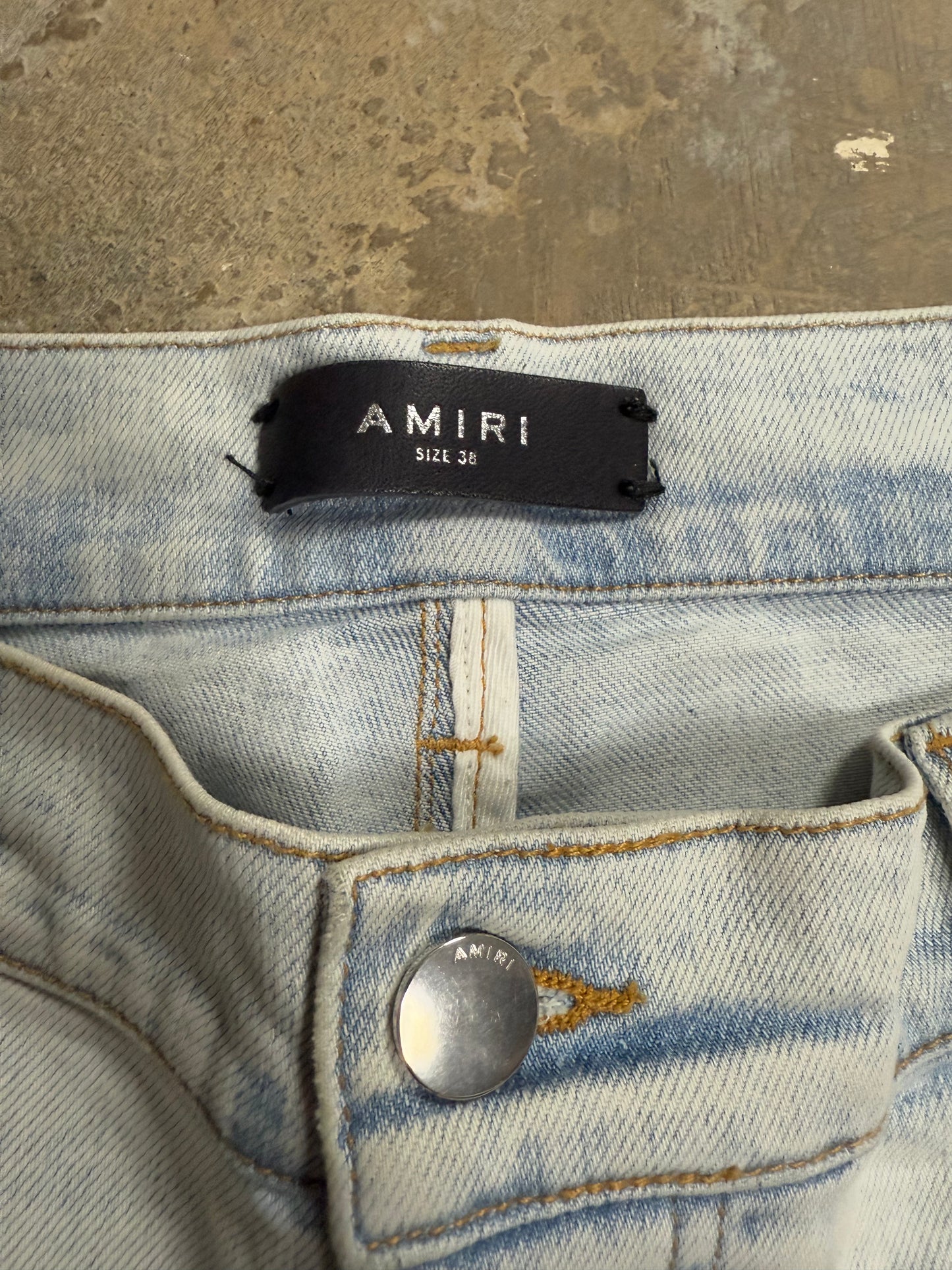Amiri Varsity Logo Jeans Light Wash 38 Used