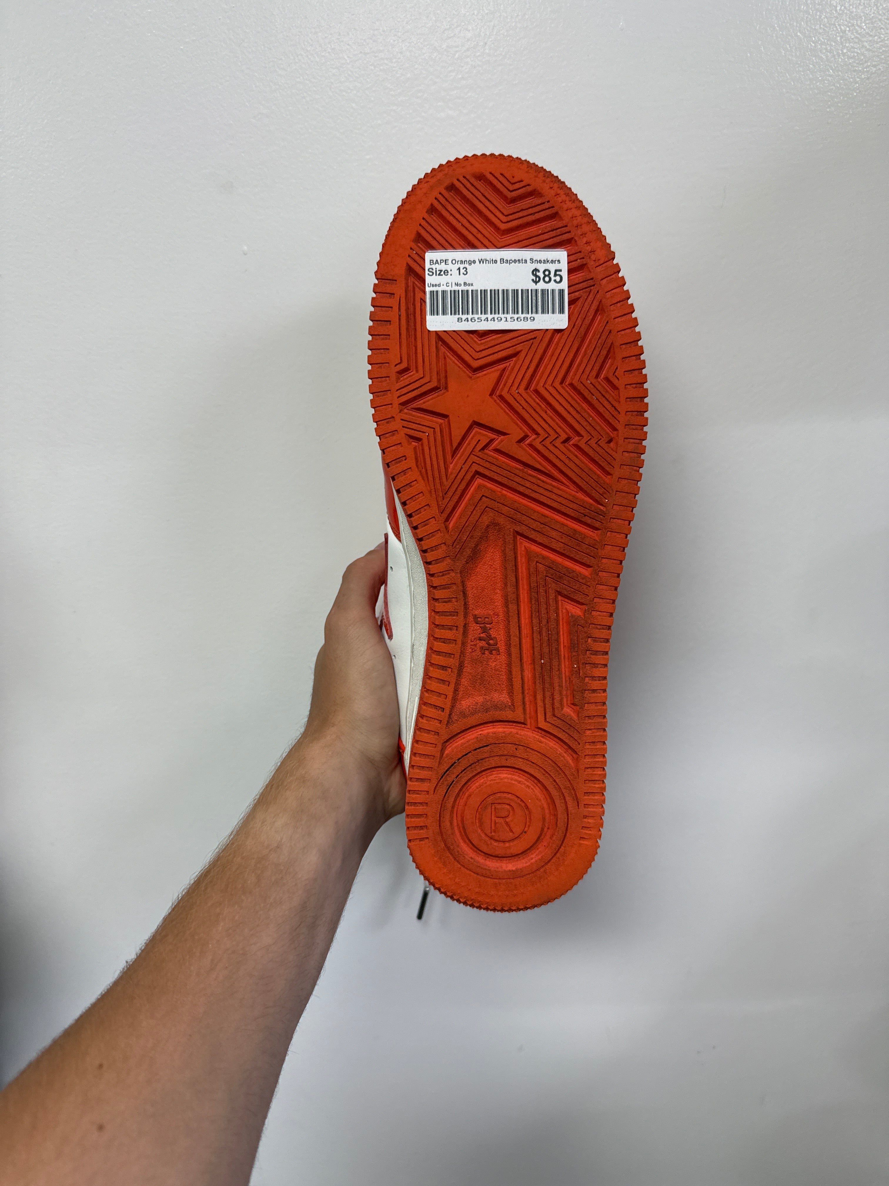 BAPE Orange White Bapesta Sneakers