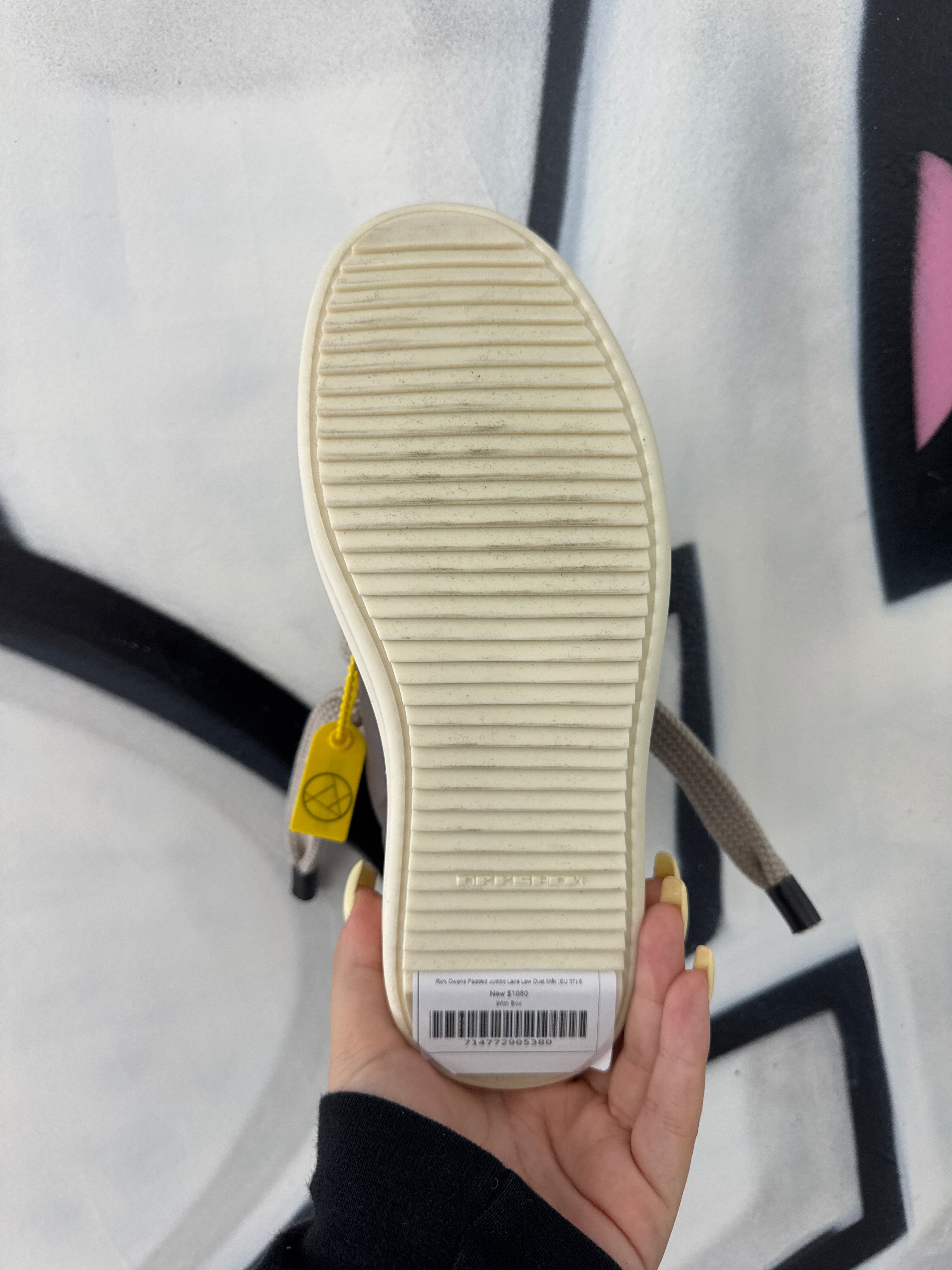 Rick Owens Padded Jumbo Lace Low Dust Milk (EU 37) New With Box