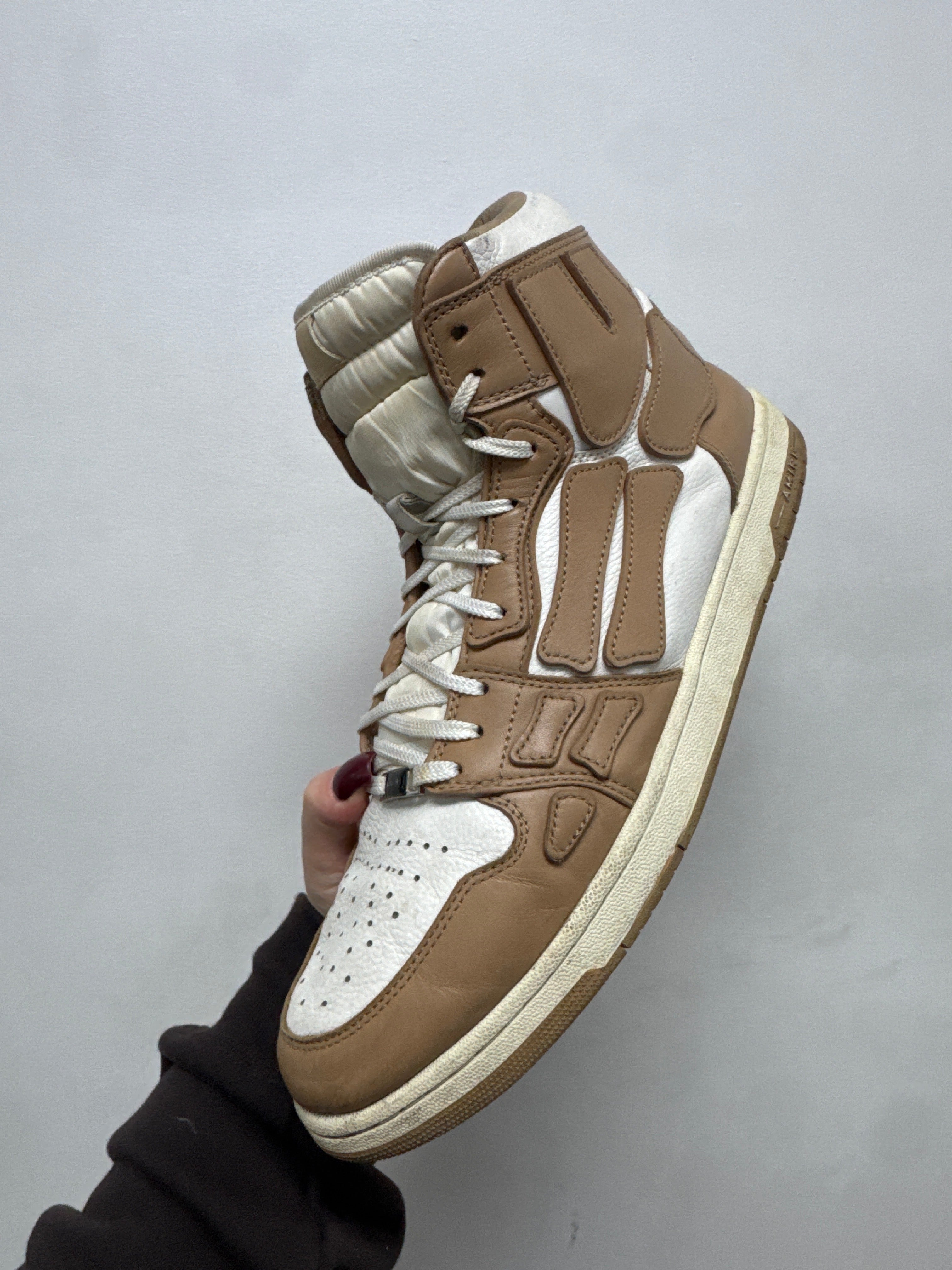 Amiri Skel Top Cream Brown Hi Sneakers