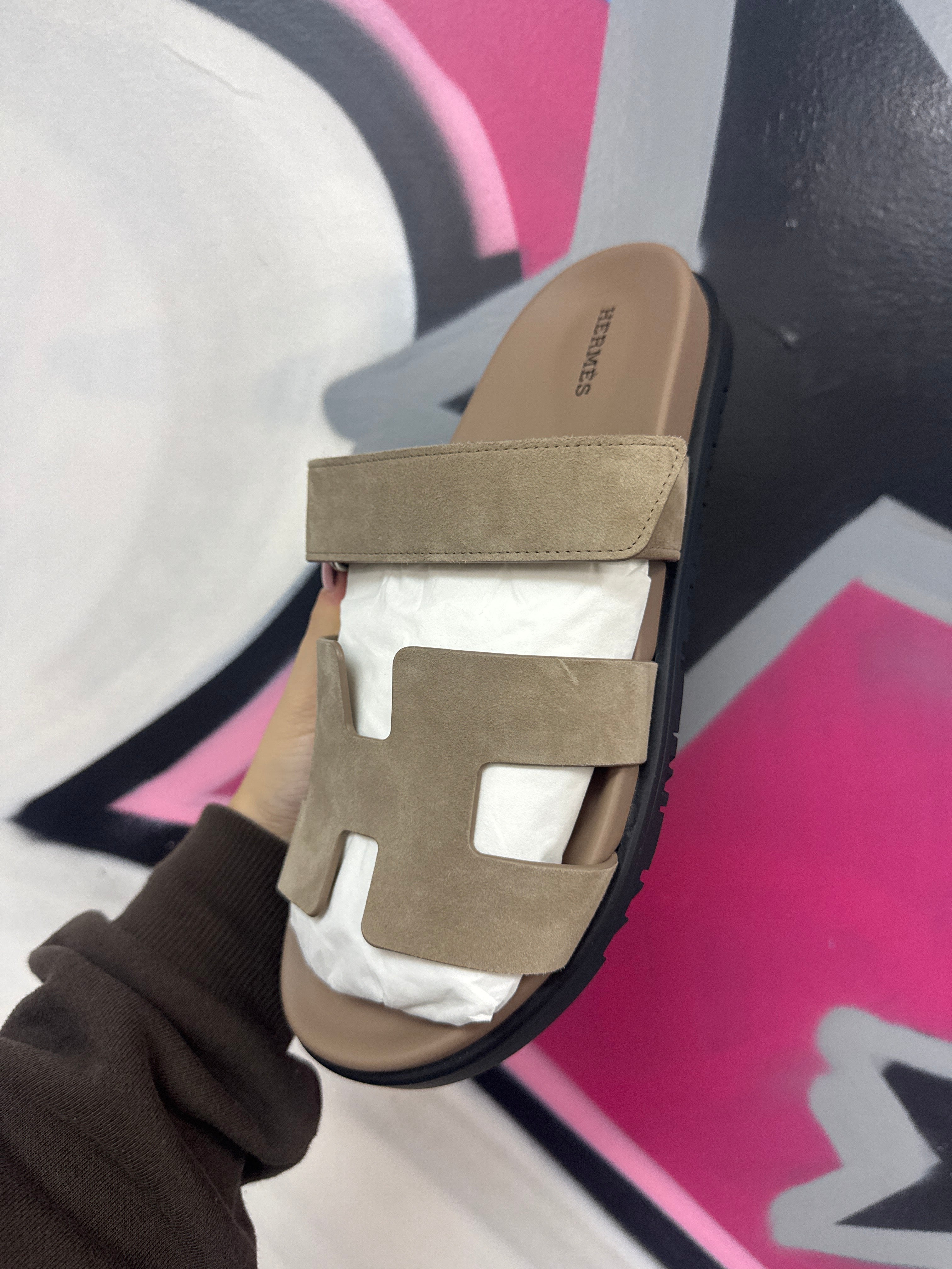 Hermes Chypre Beige Sable Slides