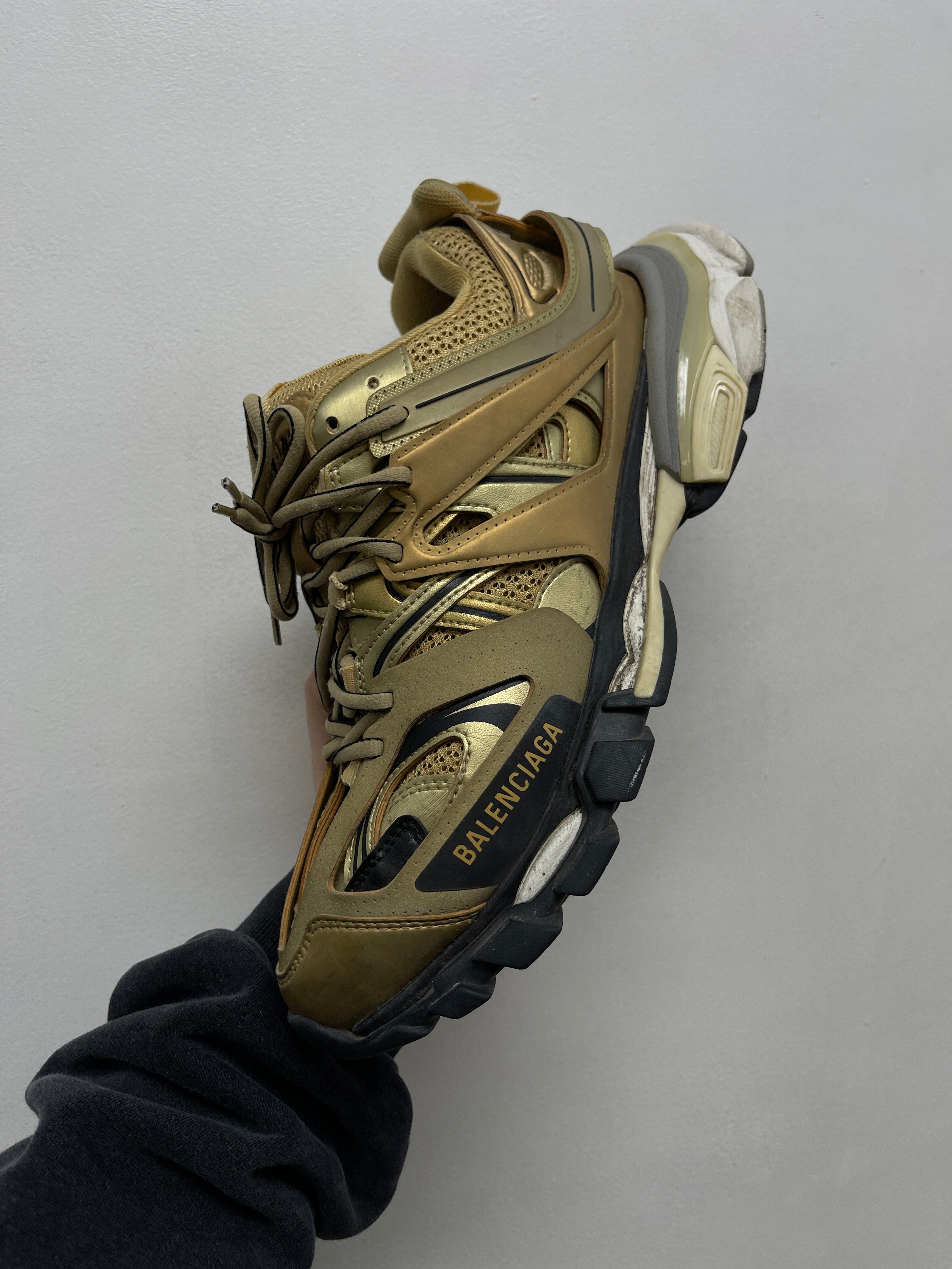 Balenciaga Gold Black Track runner Sneakers