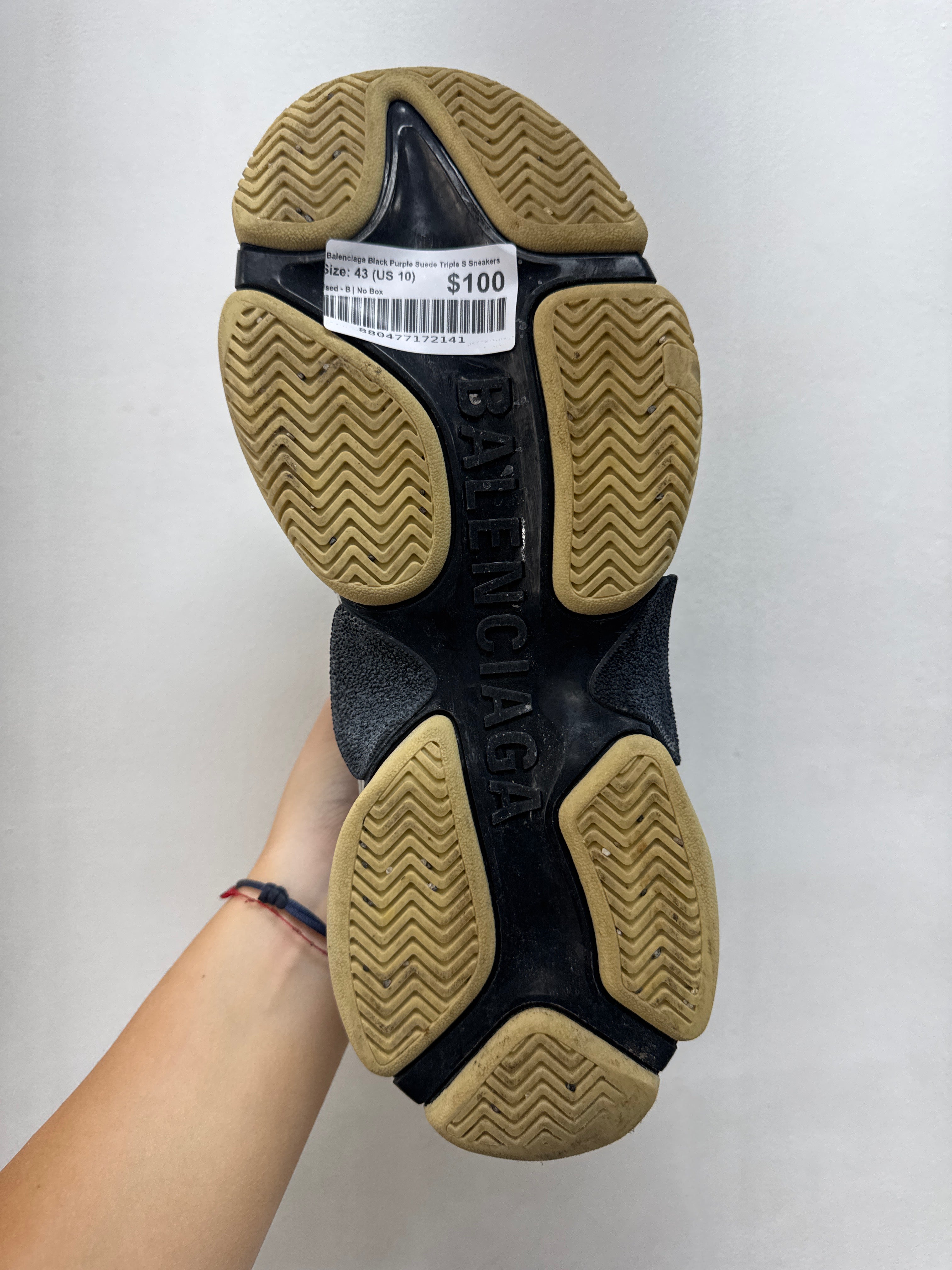 Balenciaga Black Purple Suede Triple S Sneakers