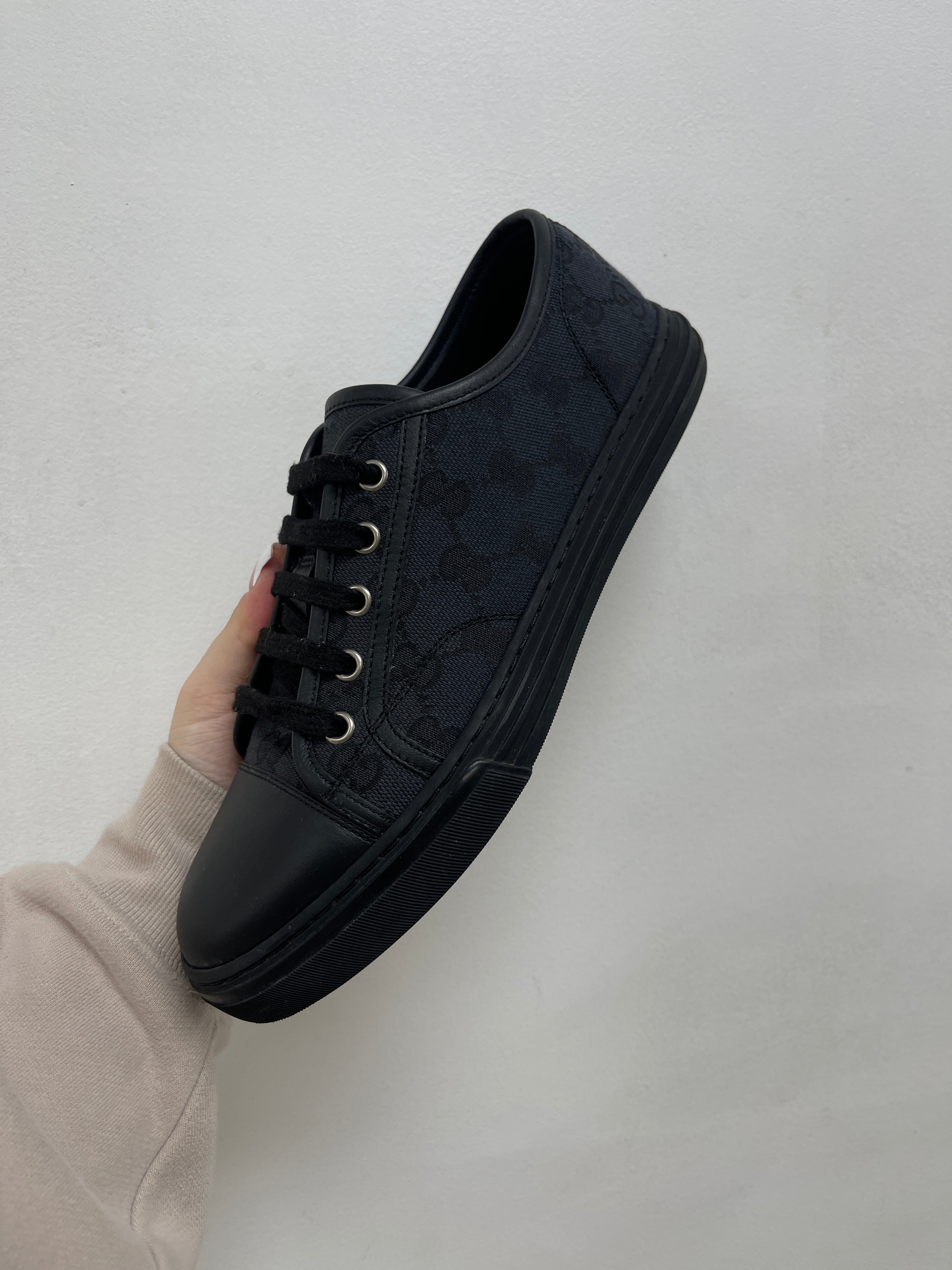 Gucci Black Canvas GG Low Sneakers