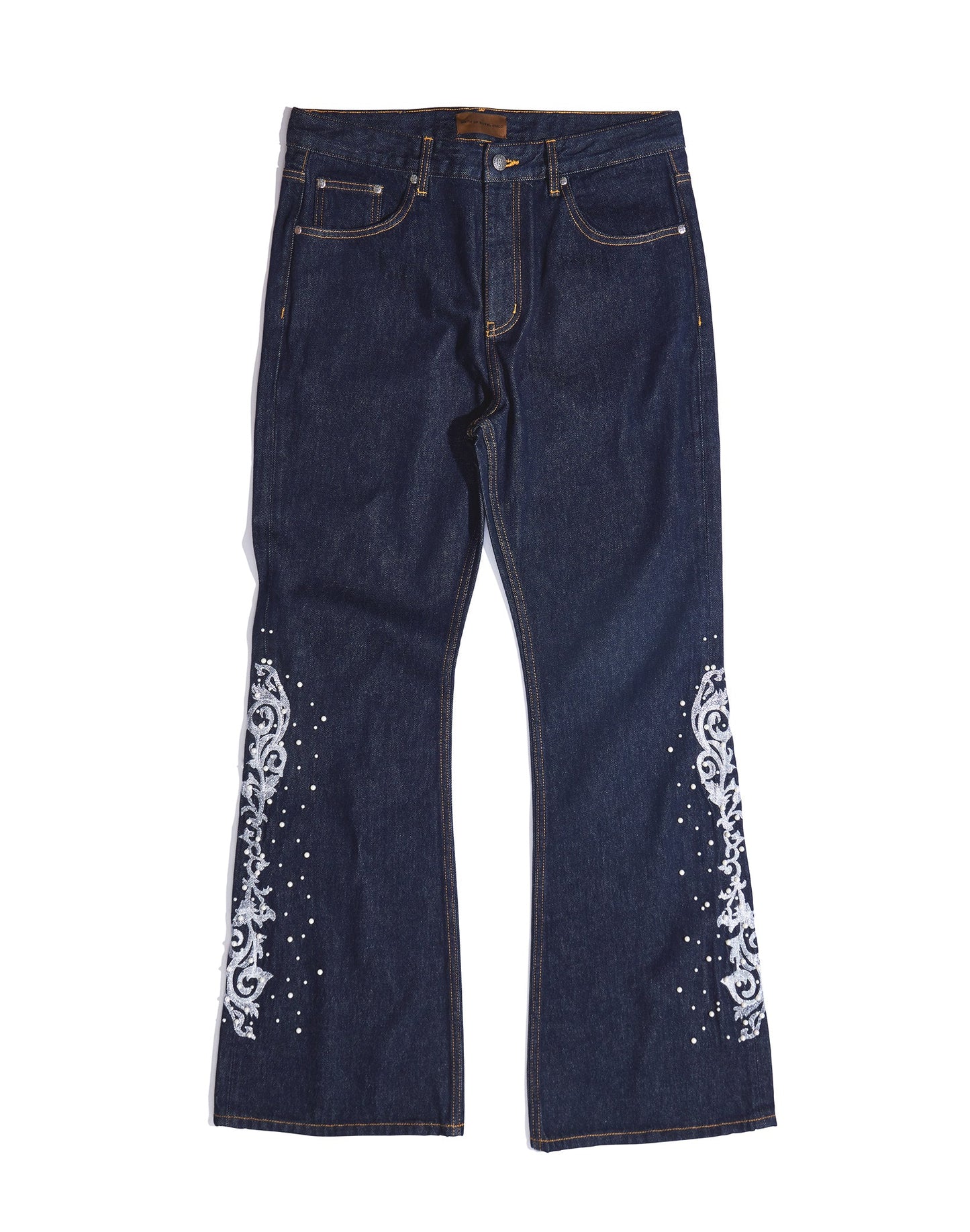 Birth of Royal Child "Raw" Flared Blue Jeans
