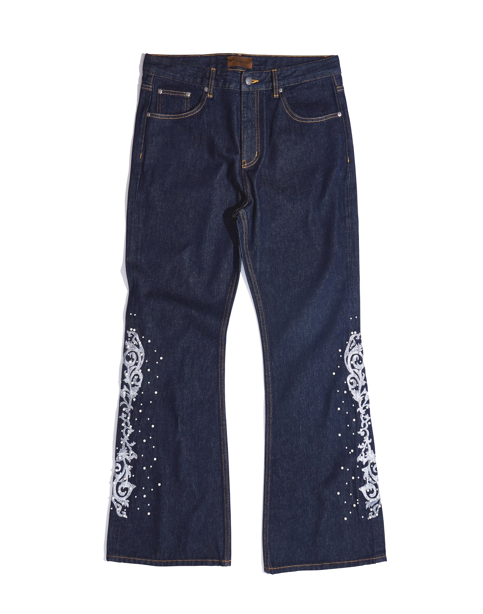 Birth of Royal Child "Raw" Flared Blue Jeans