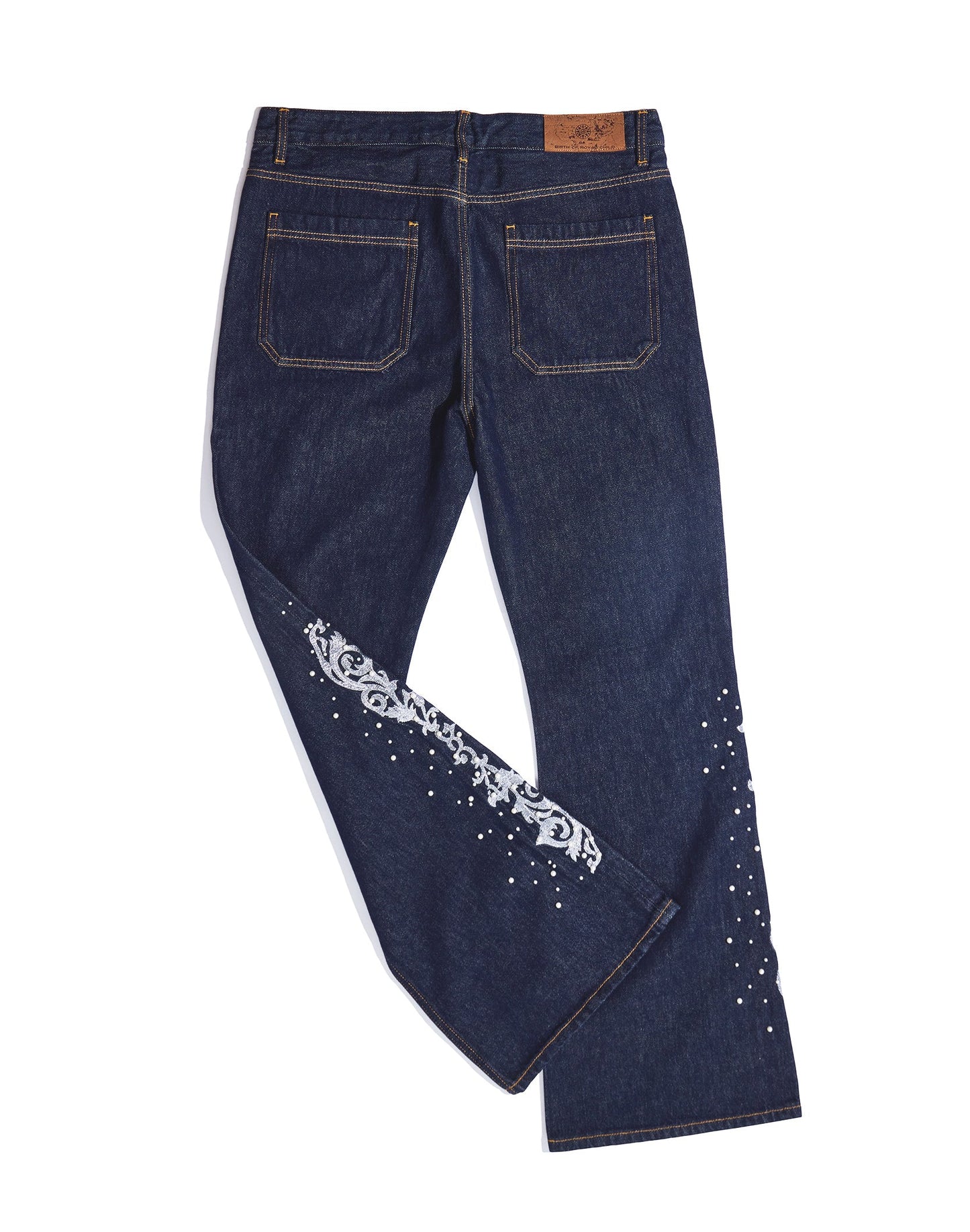 Birth of Royal Child "Raw" Flared Blue Jeans